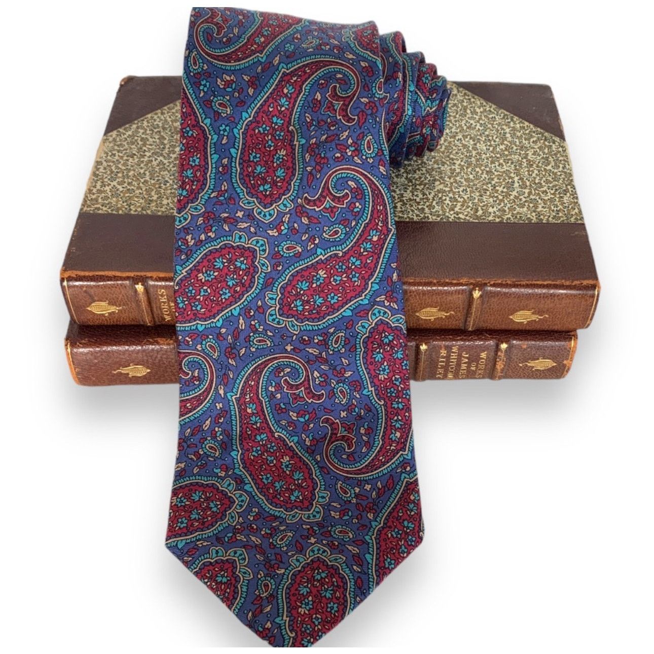 Yves Saint Laurent Vintage Yves Saint Laurent Silk Paisley Tie Blue Red Teal Size ONE SIZE - 2 Thumbnail
