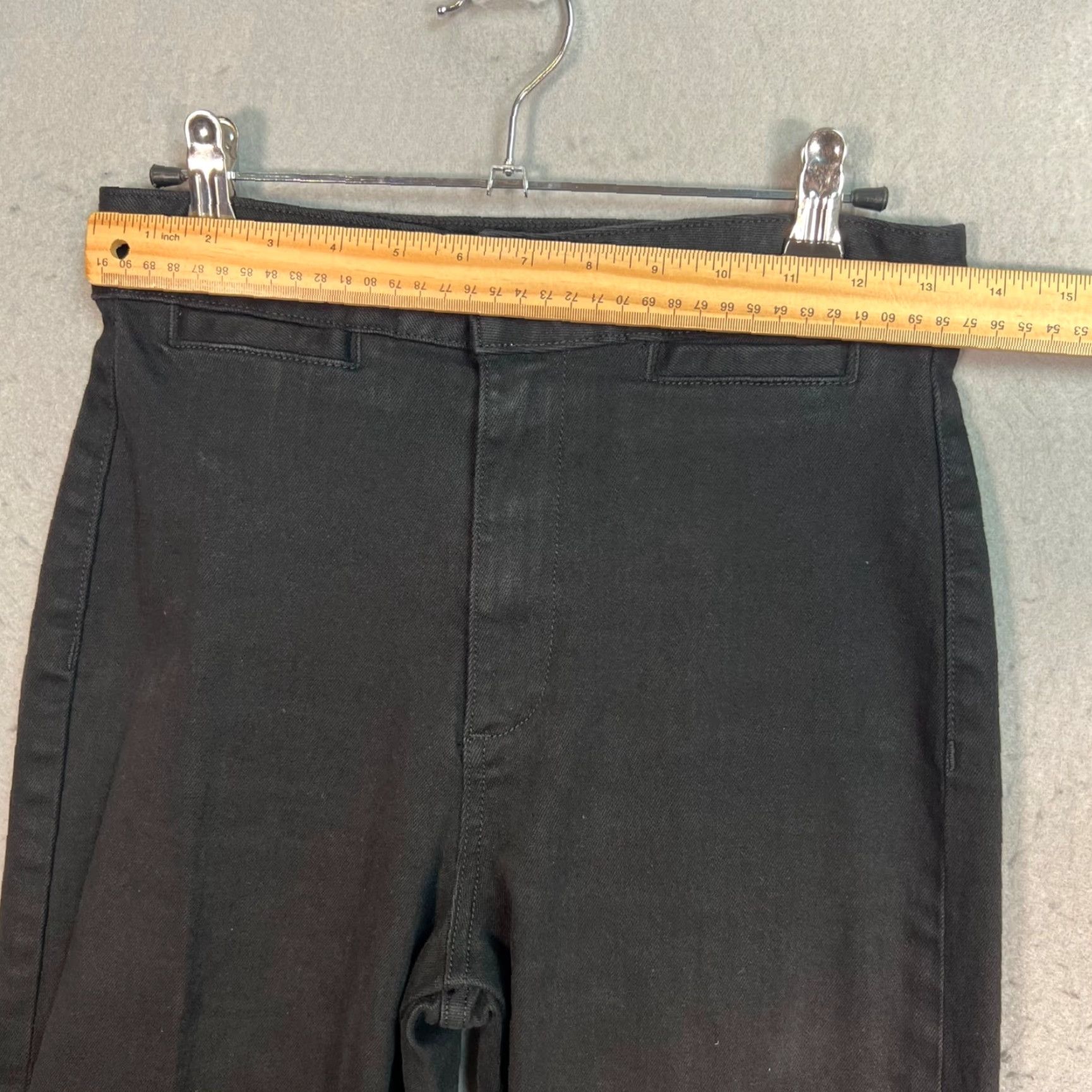 Vintage ASKK NY Jean 27 Black Brighton Crop Wide Leg Frayed Hem Denim Womens Size 27" / US 4 / IT 40 - 6 Thumbnail