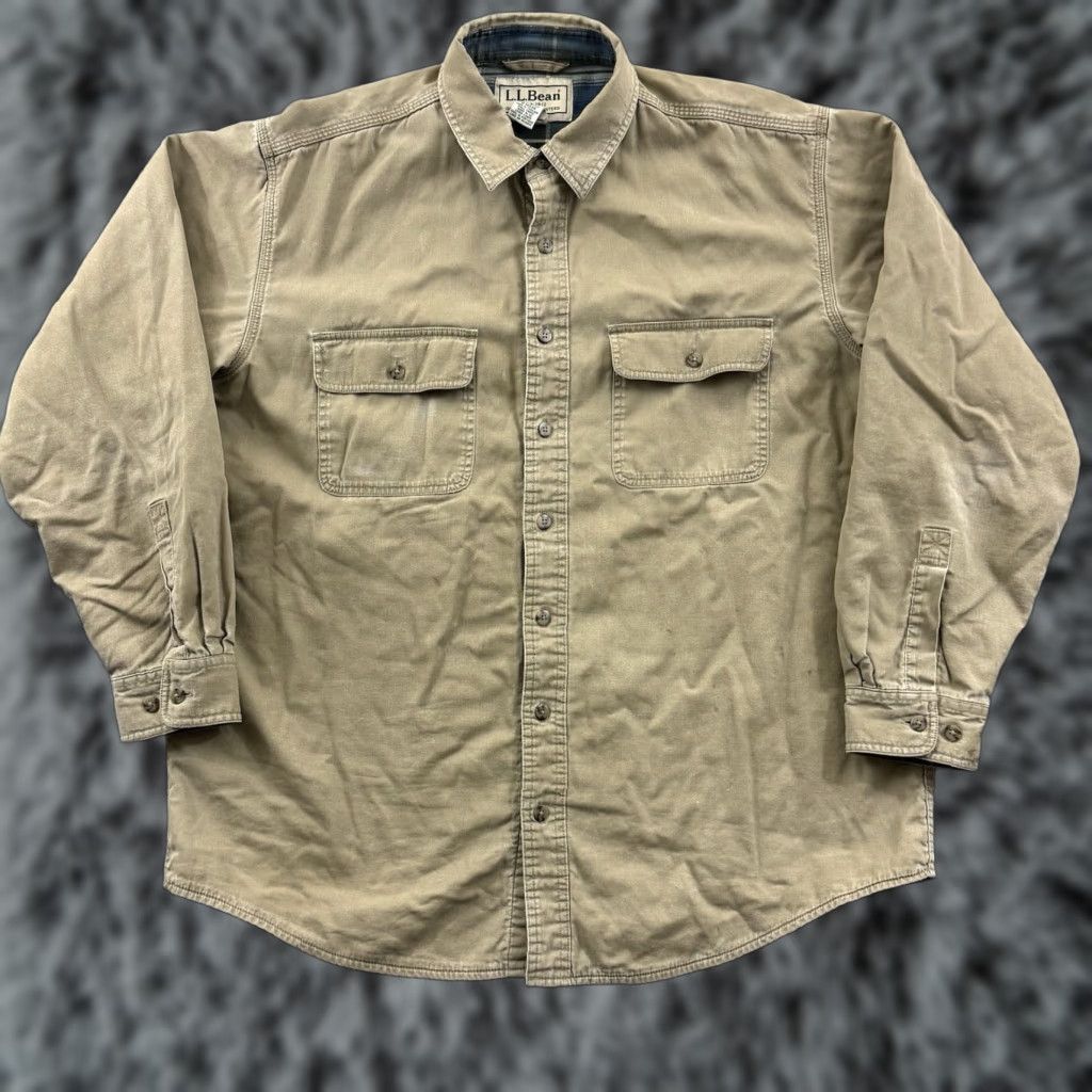 Vintage VINTAGE LL Bean Shirt Mens Large Tan Plaid Lined Denim Shacket Button Workwear Size US L / EU 52-54 / 3 - 1 Thumbnail