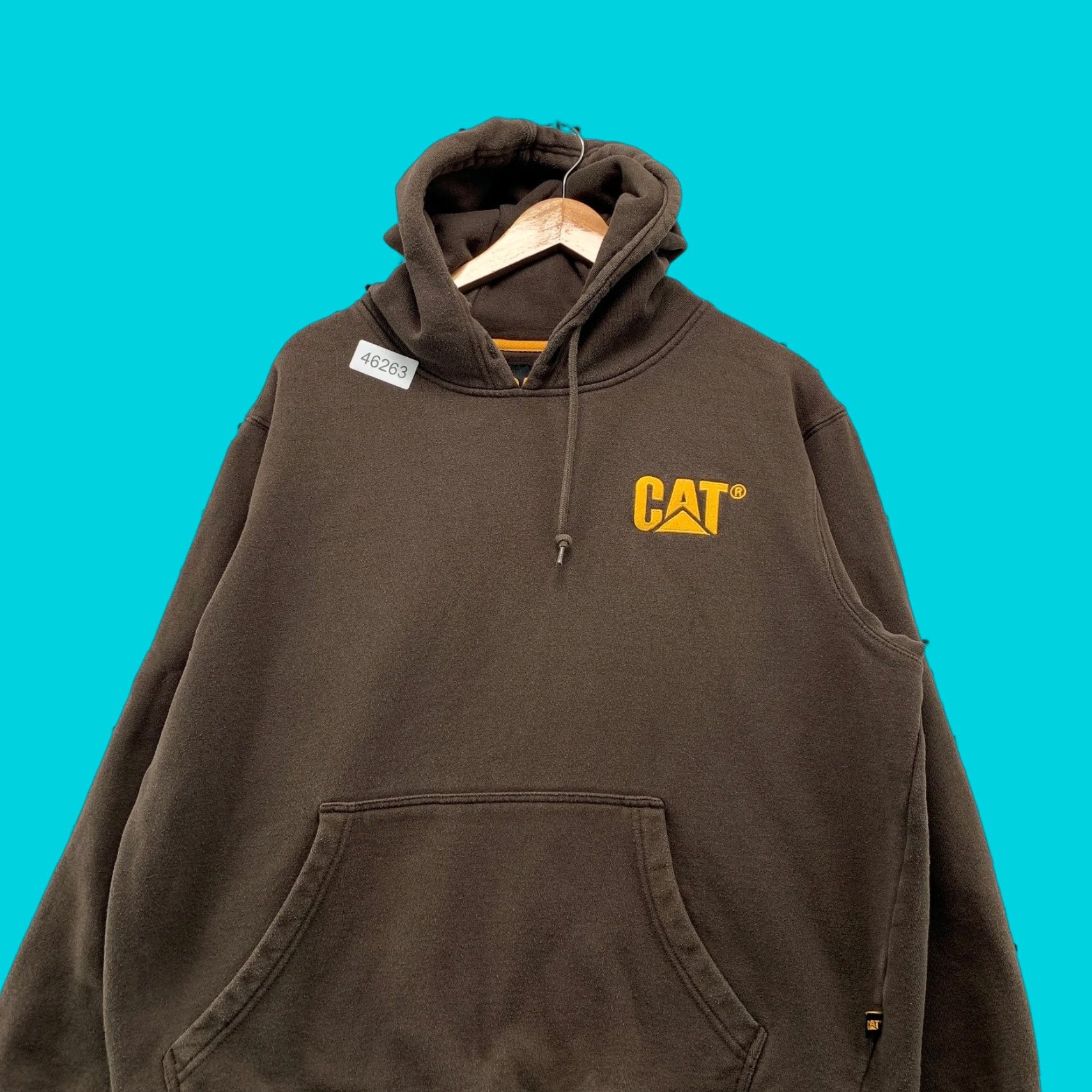 Vintage CAT Caterpillar Hoodie Mens Large Brown Heavyweight Workwear Grunge Cate? Size US L / EU 52-54 / 3 - 1 Thumbnail