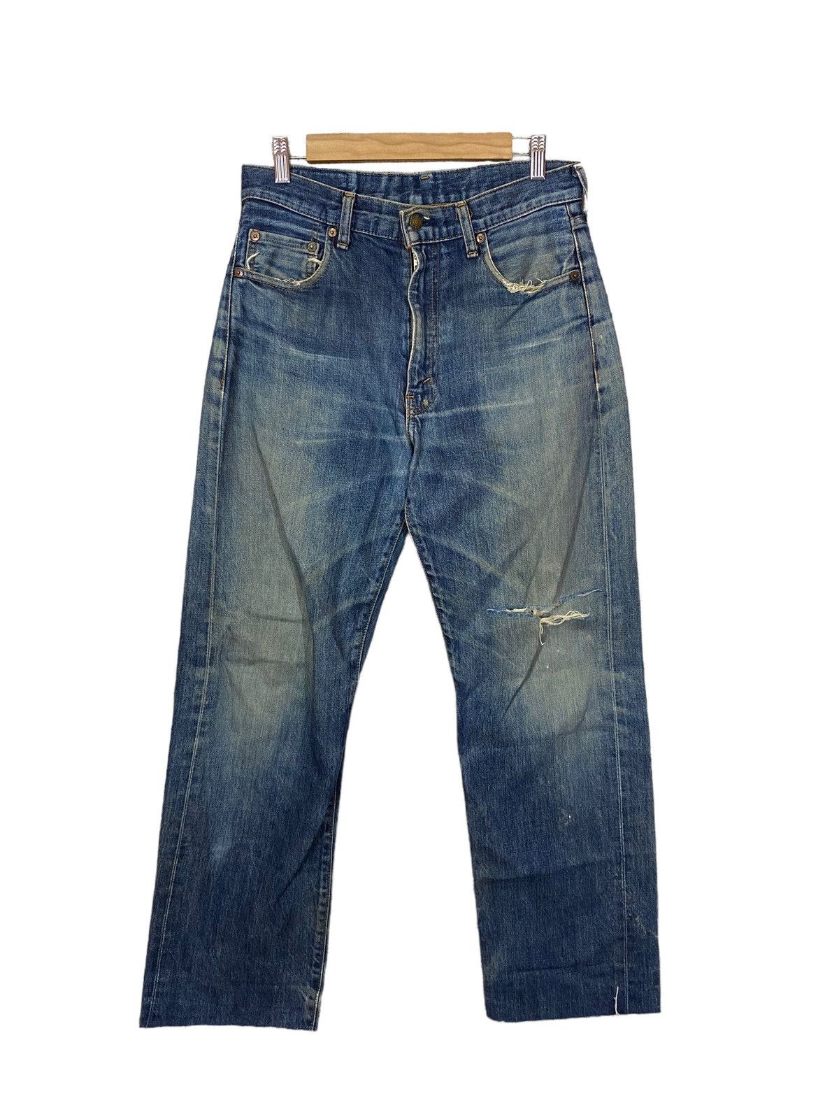 Levi's ‼️VINTAGE LEVIS BIG E 551zxx SELVEDGE DENIM DISTROY‼️ Size US 32 / EU 48 - 2 Thumbnail