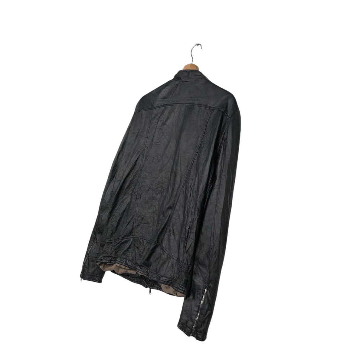 Vera Pelle 🔥CROPPED LEATHER JACKET BIKER ASYMMETRICAL DELAN ITALY Size US M / EU 48-50 / 2 - 12 Thumbnail
