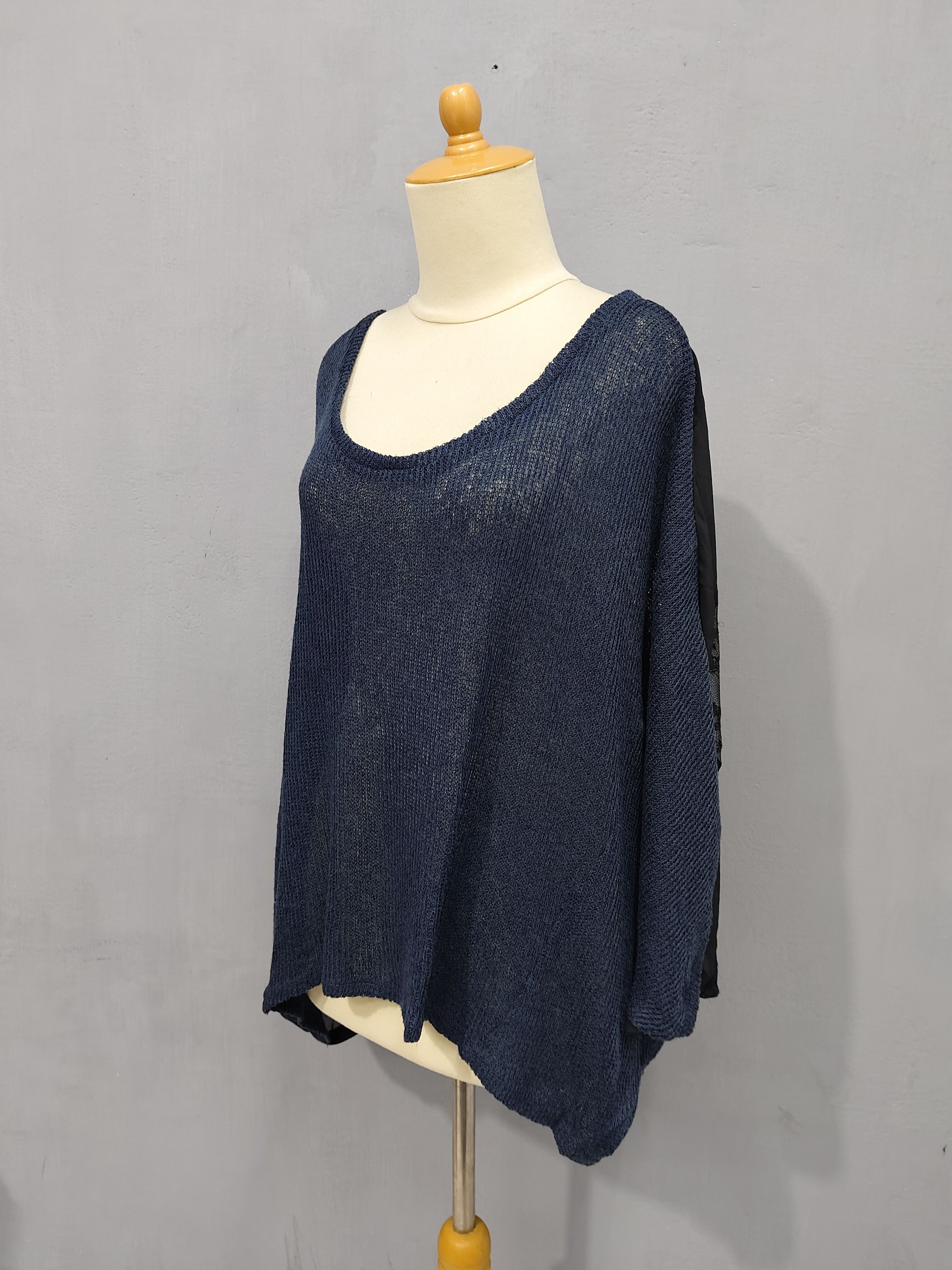 Japanese Brand DREA my MINX🇯🇵Knit Sheer Chiffon Lace Back Panel Oversized Size XL / US 12-14 / IT 48-50 - 5 Thumbnail