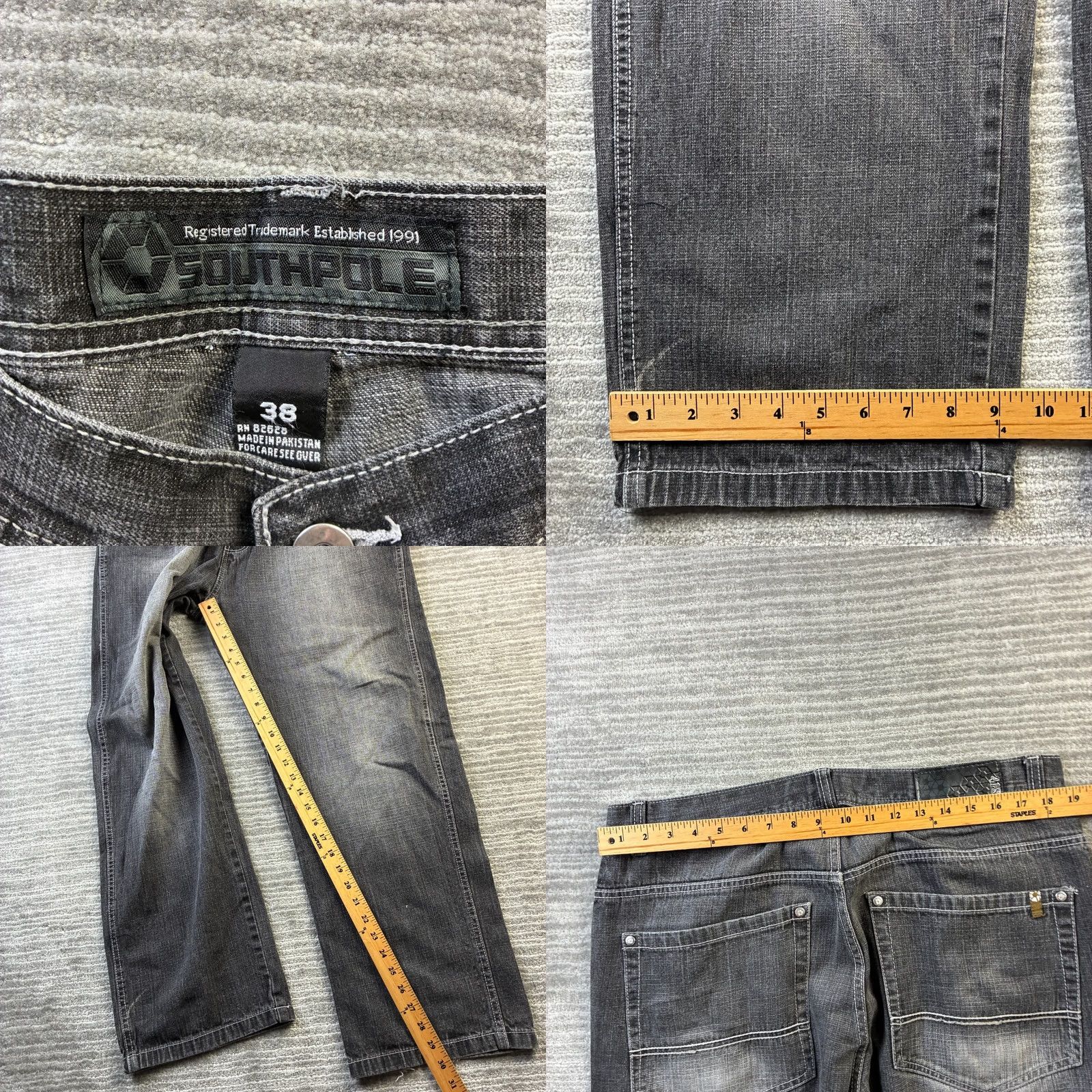 Southpole VINTAGE Southpole Jeans Mens 38 Black Denim Pants Y2K Baggy Gold Tab Mens Jeans Wide-Leg 5-Pocket Hip Hop Inseam 32 Size US 38 / EU 54 - 8 Thumbnail