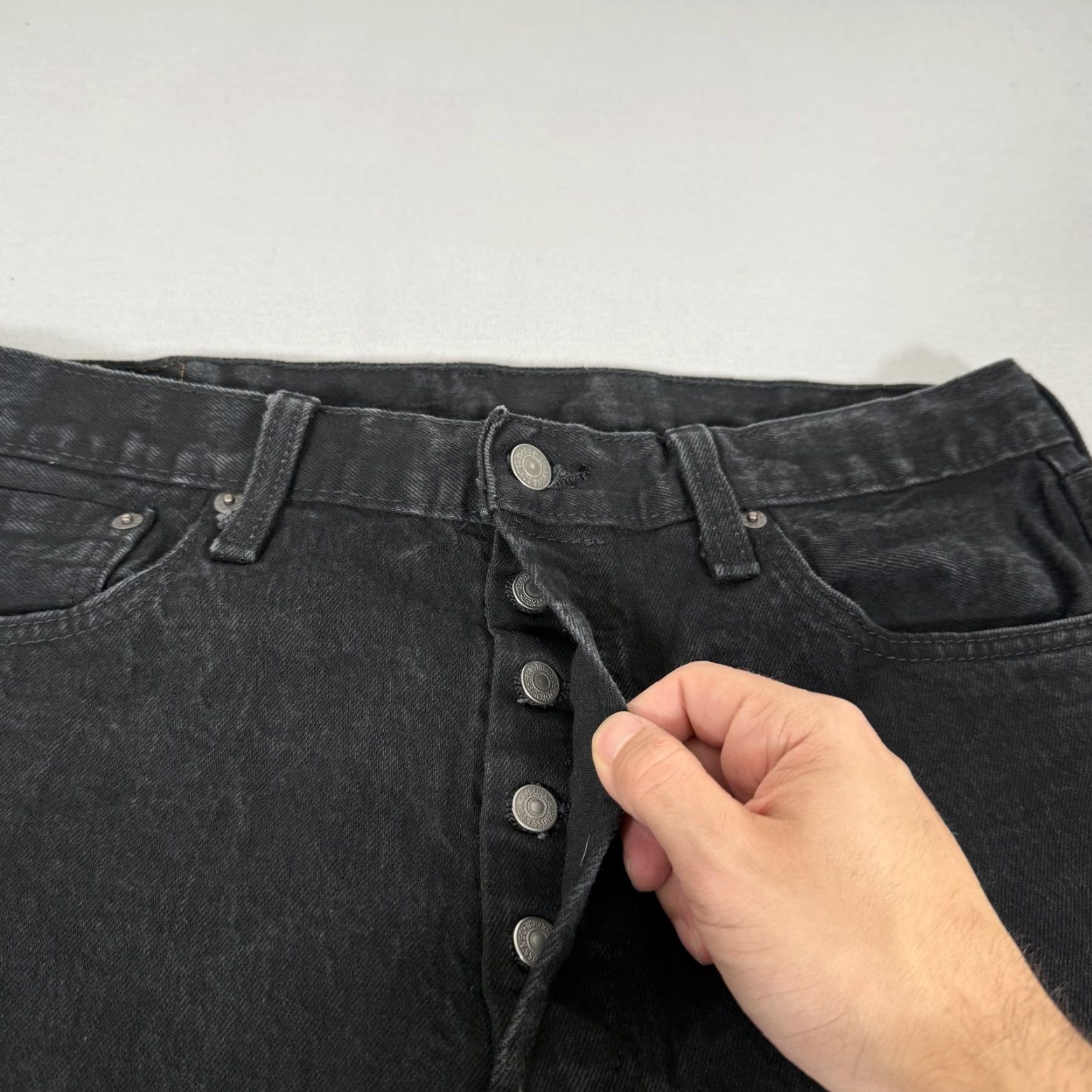 Levi's Levi's 501 Jeans Mens Regular Straight Stretch Denim Black 34x32 Cowboy Western Pocket 5-Pocket Button Fly Jeans Size US 34 / EU 50 - 3 Thumbnail