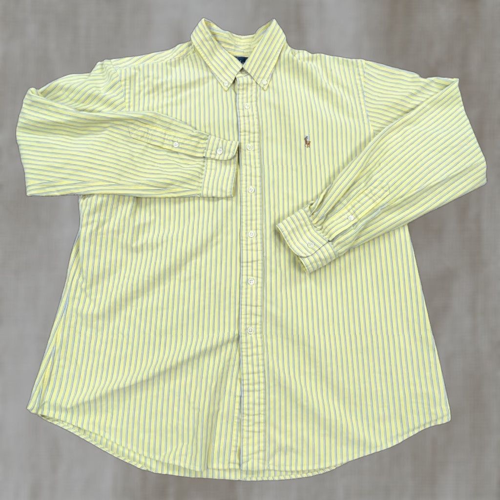 Ralph Lauren Ralph Lauren Custom Fit Button-Up Shirt Men XL Yellow Striped Long Sleeve Regular Fit Size US XL / EU 56 / 4 - 1 Thumbnail