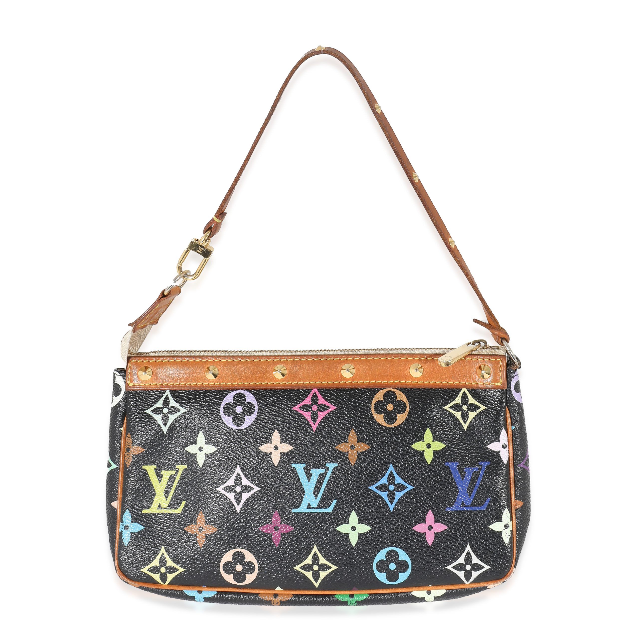 image of Louis Vuitton X Takashi Murakami Black Multicolore Canvas Pochette Accessoires, Women's