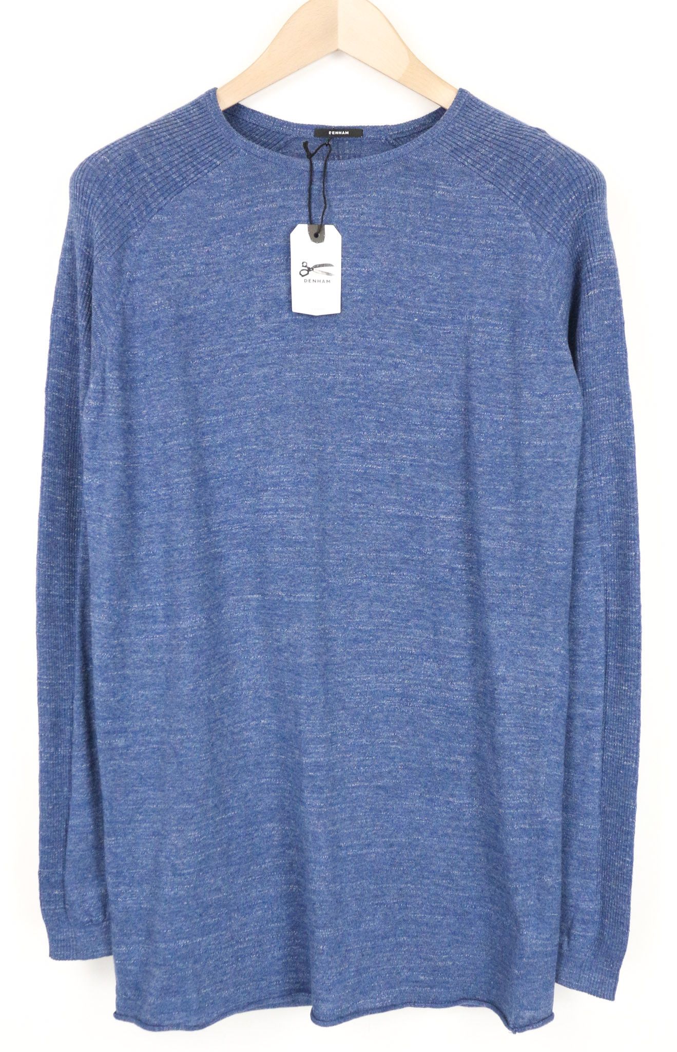 DENHAM CARVER XS Blue Marl Cotton Knit Crew Neck Jumper 74575 Size US XS / EU 42 / 0 - 1 Thumbnail
