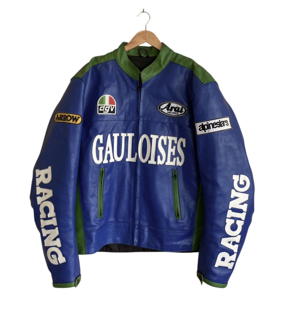 Vintage Vintage Racing Gauloises Motorcycle Leather Jacket 1990s Size US XL / EU 56 / 4 - 1 Thumbnail