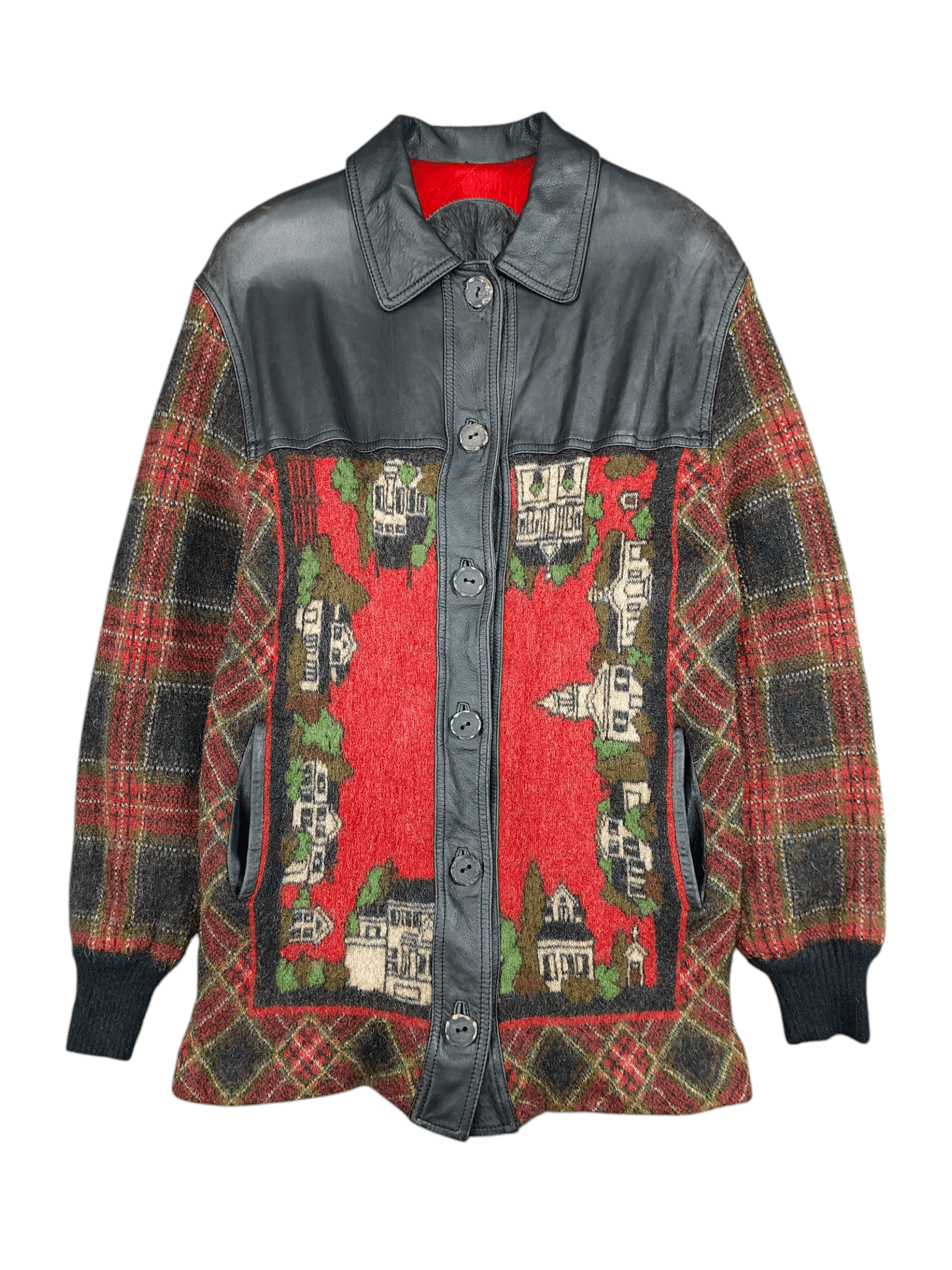 Torras 80s Torras-Artisan Tapestry Archive Wool Leather Coat Jacket Size M / US 6-8 / IT 42-44 - 1 Thumbnail