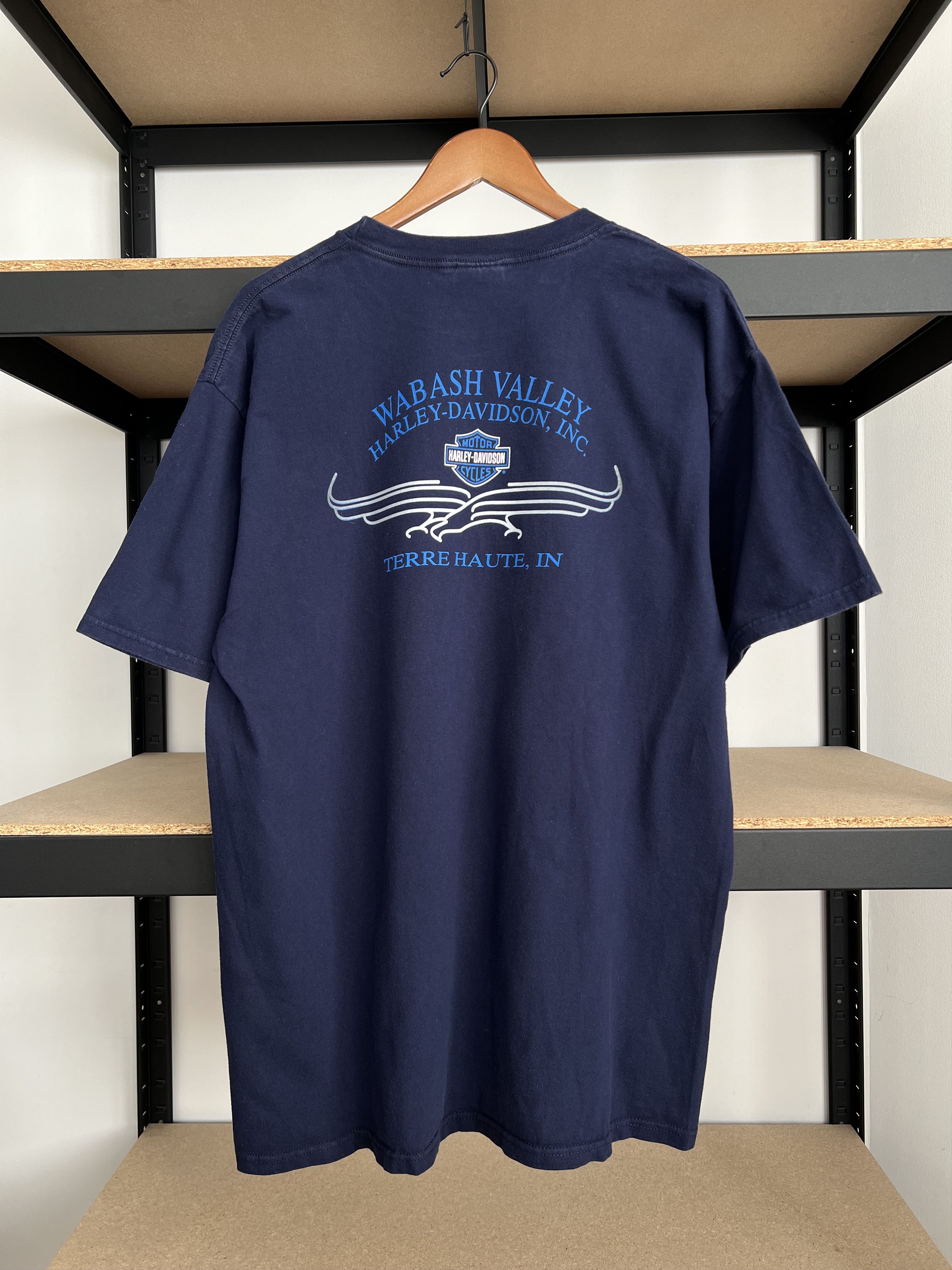 Harley Davidson Vintage 2000s Harley Davidson Eagle Motorcycle Navy T-shirt Size US XL / EU 56 / 4 - 4 Thumbnail