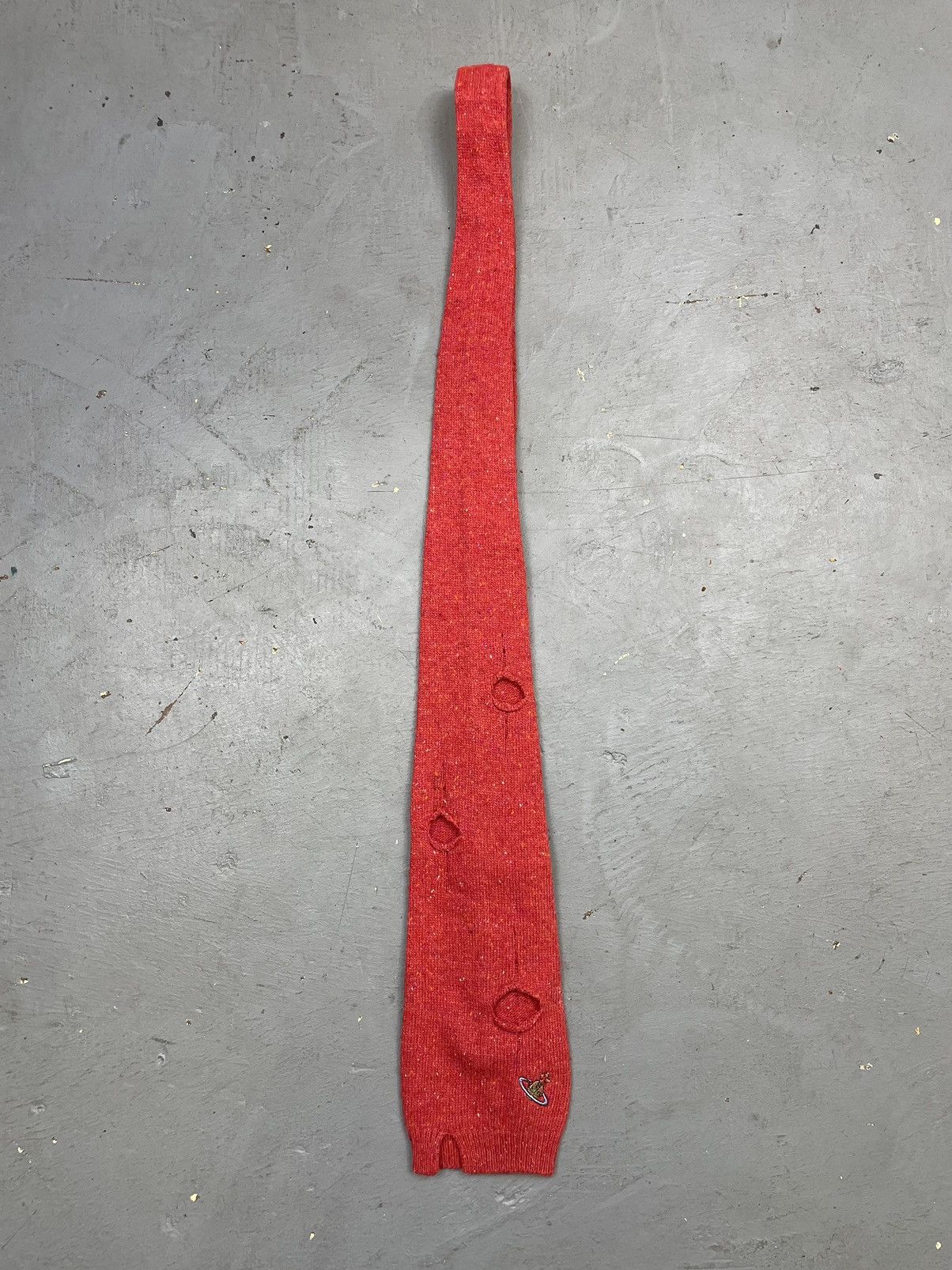 Vivienne Westwood VTG Vivienne Westwood Punk Red Wool Knit Distressed Necktie Size ONE SIZE - 8 Thumbnail