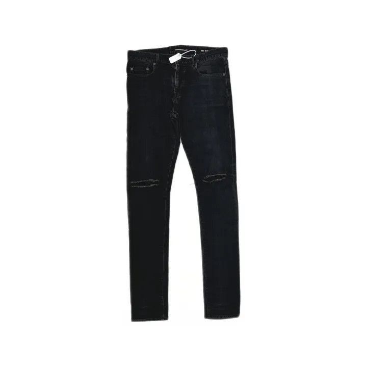 Saint Laurent Paris Yves Saint Laurent Black Distressed Straight Leg Pants-2507 Size US 31 - 8 Thumbnail