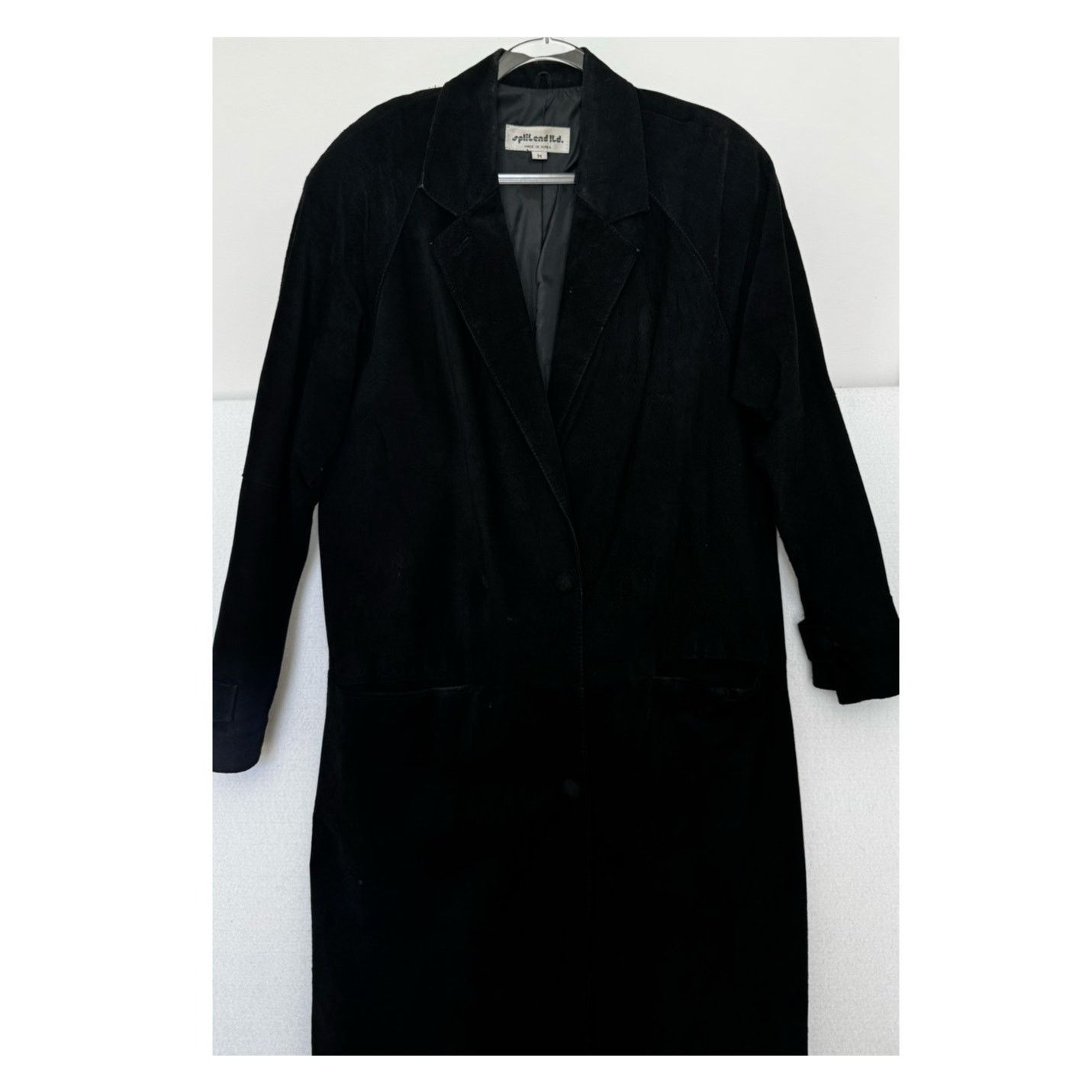 Vintage 90s Split End Ltd Black Suede Leather Long Coat Minimalist M Size M / US 6-8 / IT 42-44 - 12 Thumbnail