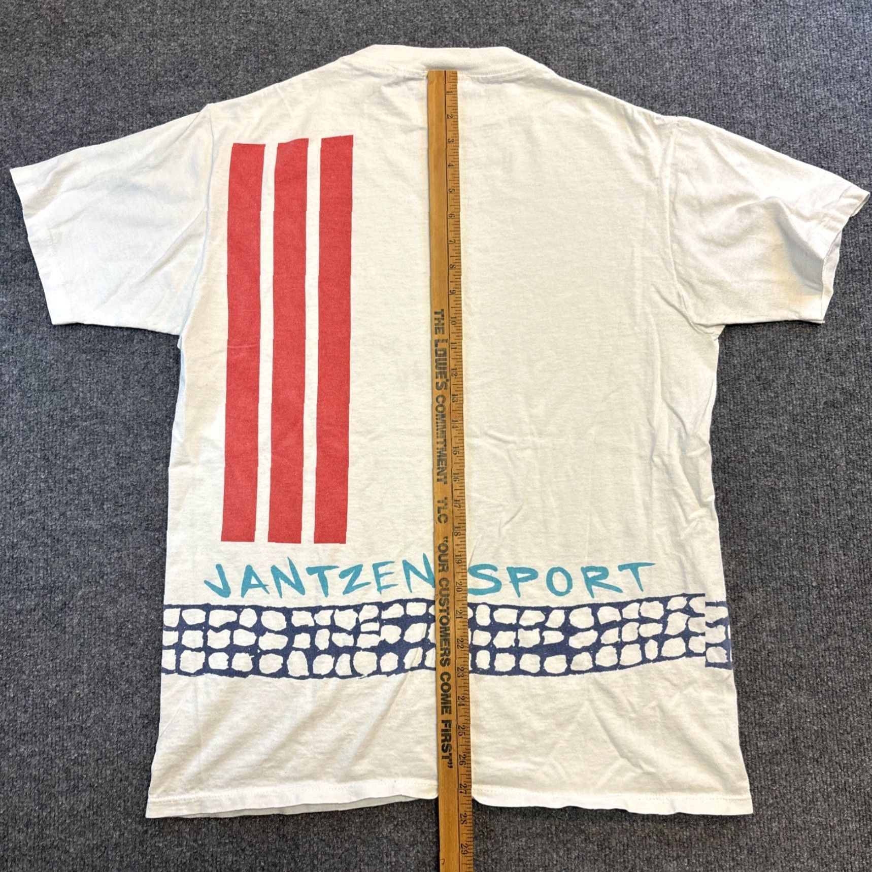 Jantzen VINTAGE Jantzen 90s T-Shirt Graphic Permanent Vacation Men’s S/M White T-Shirt Mens M White 90s Graphic Permanent Vacation Jantzen Shirt Size US M / EU 48-50 / 2 - 8 Thumbnail