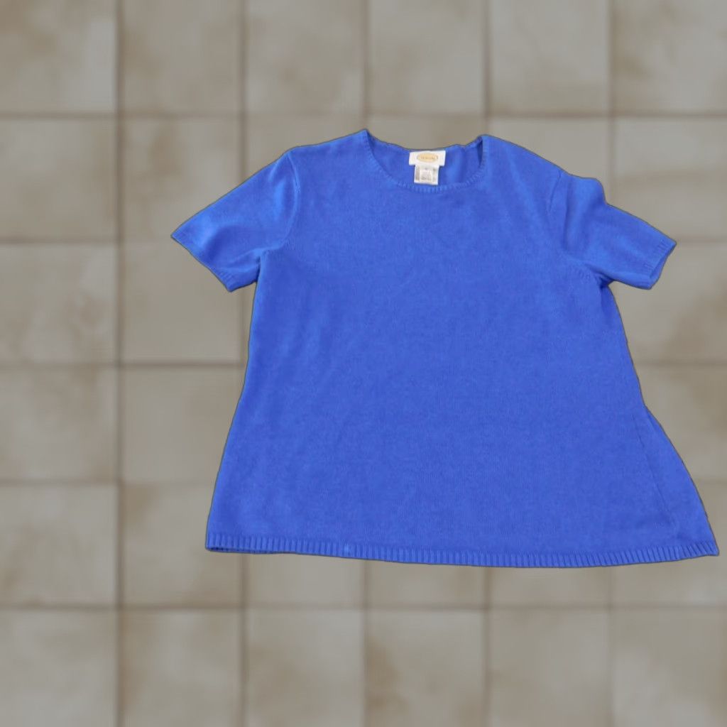Talbots Talbots Sweater Medium blue womens pullover knit cotton rayon stretch casual Size M / US 6-8 / IT 42-44 - 1 Thumbnail