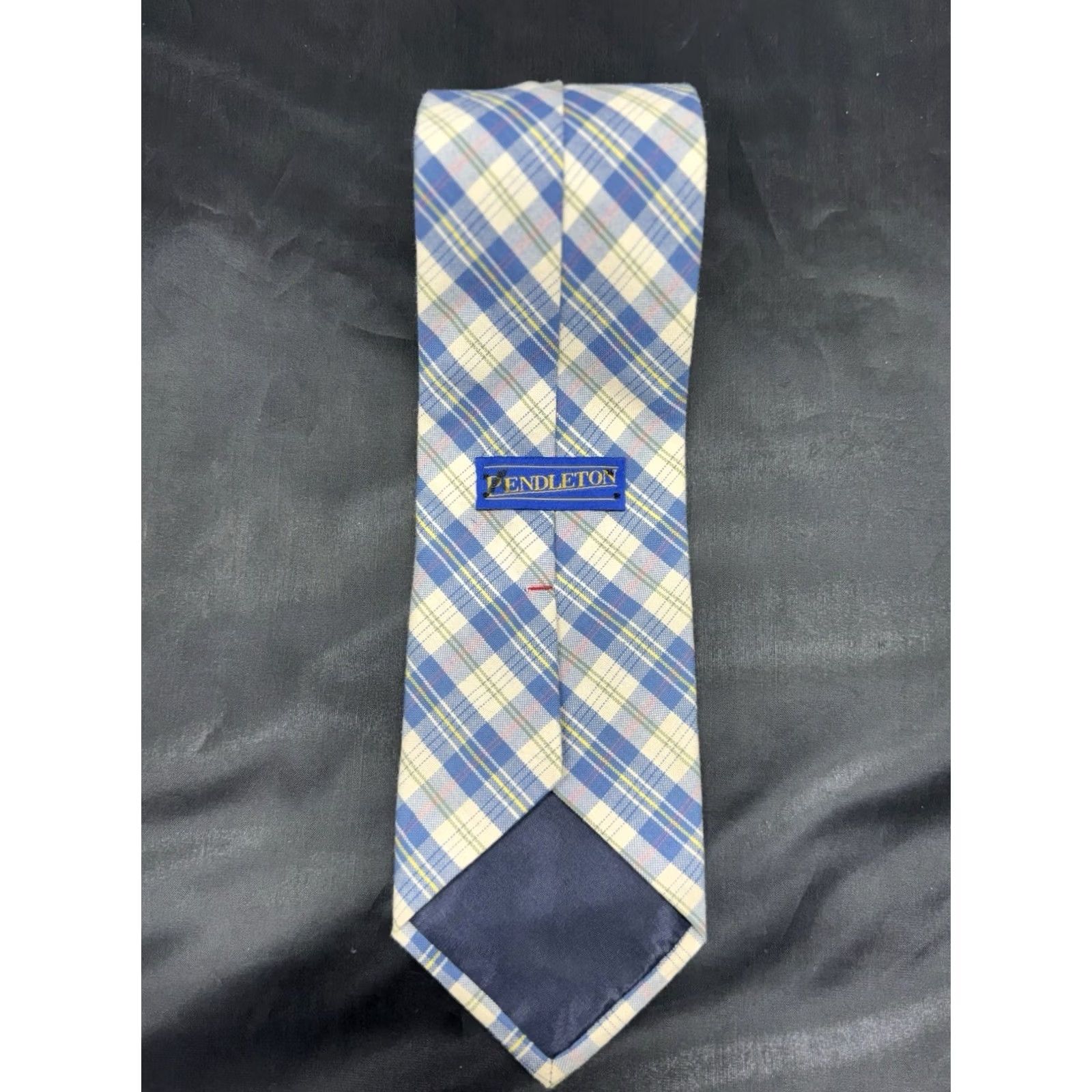 Pendleton VINTAGE Pendleton Tie Blue Plaids Checks 100% Cotton Necktie Medallion Christmas Preppy Retro Wedding Men’s Patterned Classic Width Indoor/Outdoor? Size ONE SIZE - 2 Thumbnail