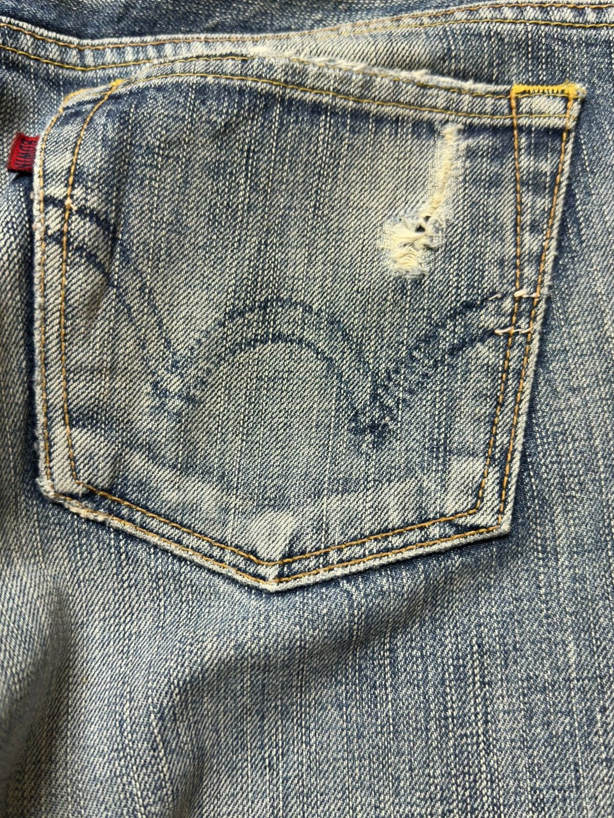Edwin Vintage Edwin 503 Flare Faded Ripped Distressed Denim Size US 31 - 6 Thumbnail