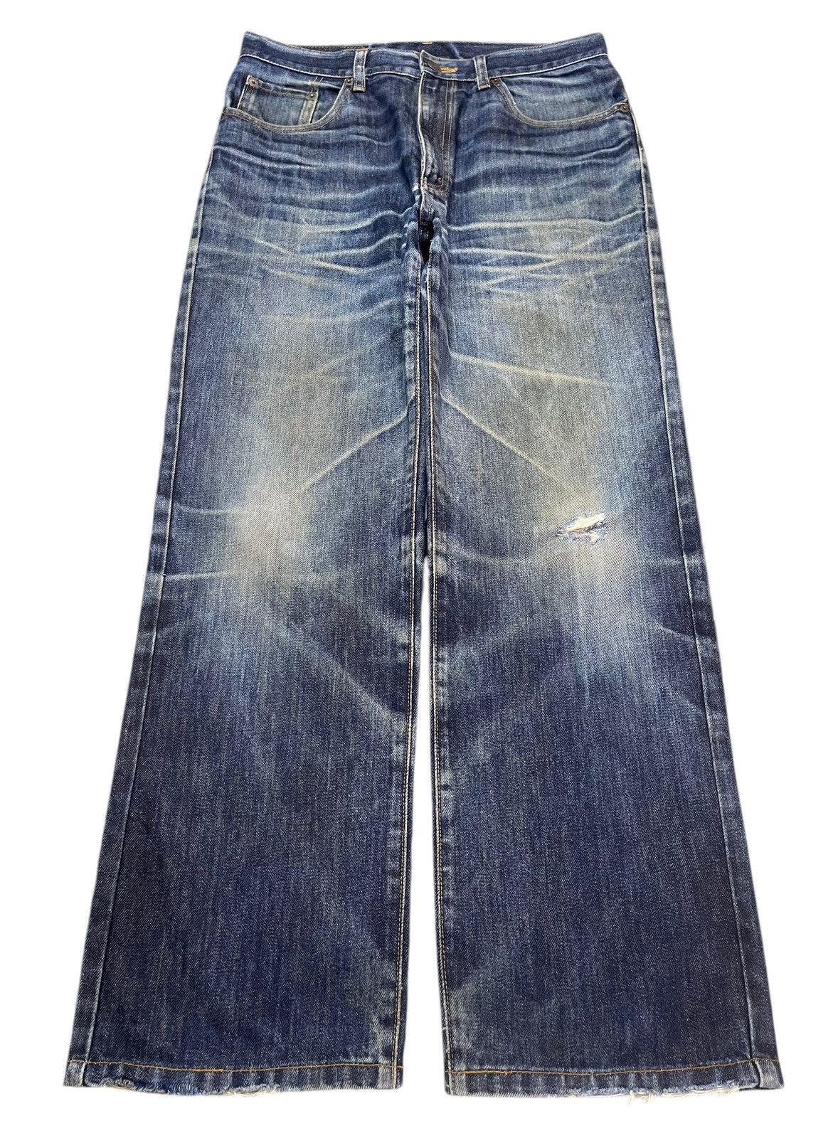 14th Addiction Vintage Japanese Brand Blue Faded Wash Style Baggy Jeans Size US 31 - 1 Thumbnail