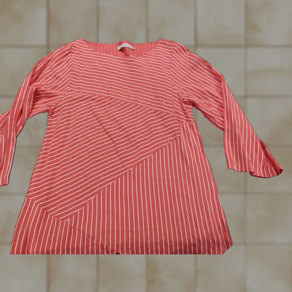 Vintage Misslook Womens Blouse Regular Red Striped Knit Cotton Crew Neck Long Sleeve Pullover Buttons Casual Classic 90s Style M Size M / US 6-8 / IT 42-44 - 1 Thumbnail
