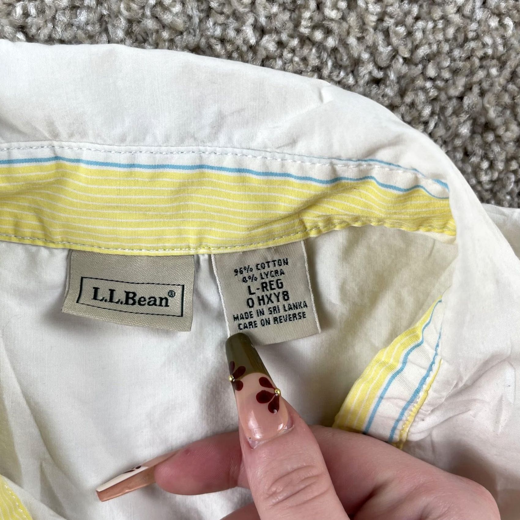 Vintage L.L. Bean Shirt Womens Large White Short Sleeve Stretch Casual Button Up Top Size L / US 10 / IT 46 - 3 Thumbnail