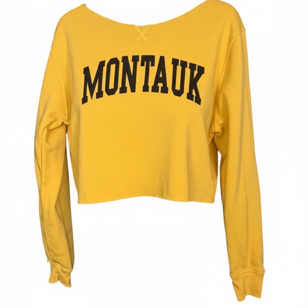 Gildan Montauk NY Spellout Graphic Off The Shoulder Sweatshirt XL Size XL / US 12-14 / IT 48-50 - 1 Thumbnail