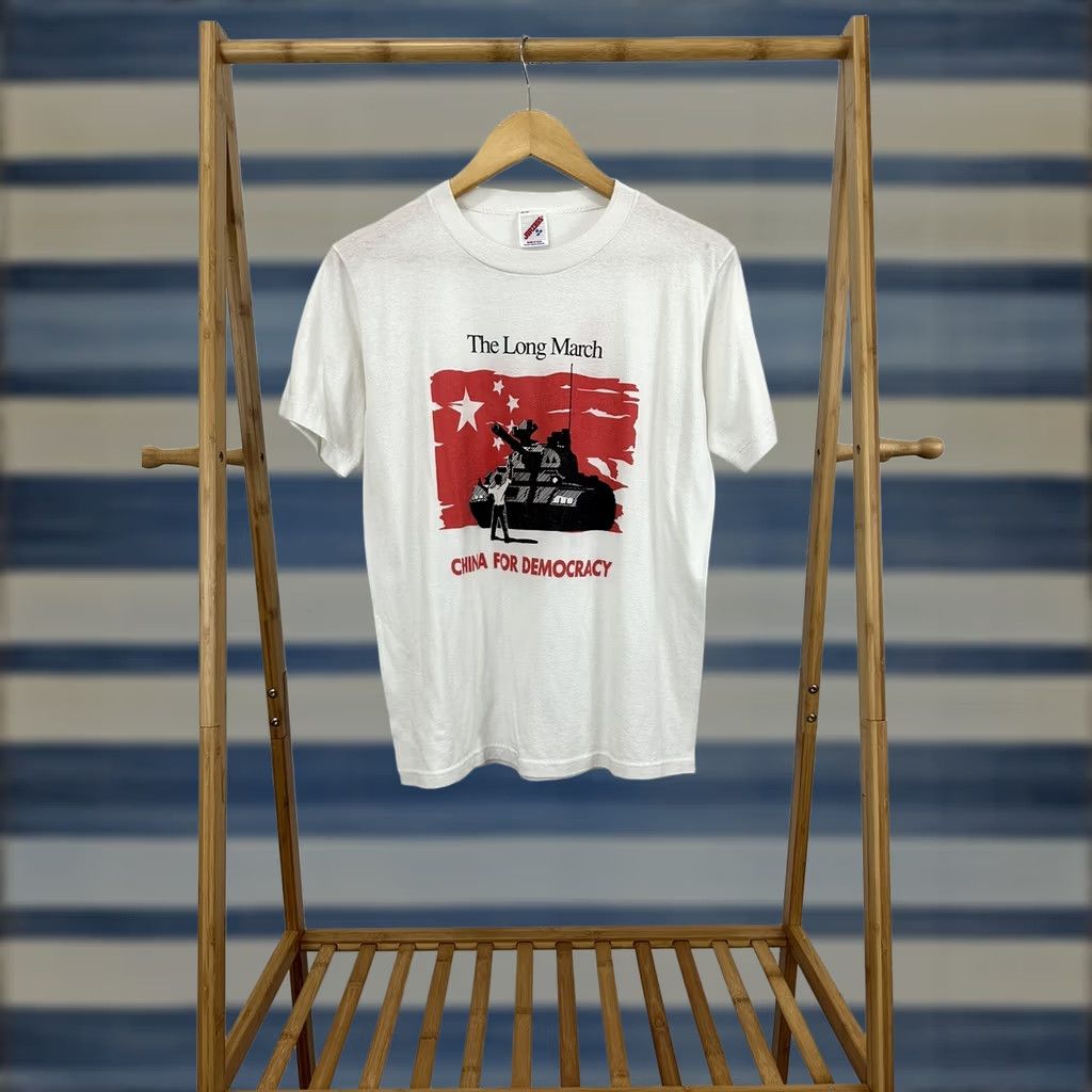 Jerzees RARE VTG The Long March China For Democracy Tank Tiananmen Square Thin T-Shirt M Shirt Mens White Size US M / EU 48-50 / 2 - 1 Thumbnail