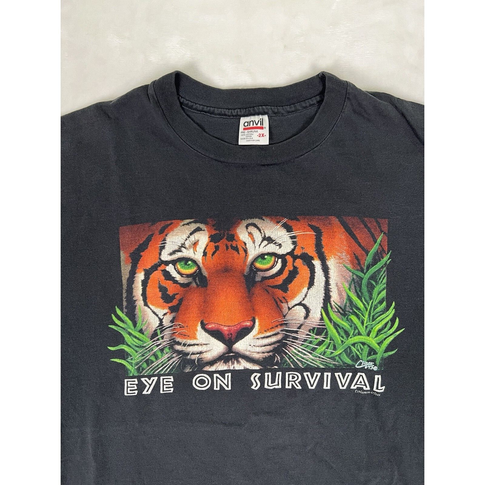 Vintage Vintage Human-i-Tees T-Shirt Size 2XL Black Tiger Single Sti Size US XXL / EU 58 / 5 - 2 Thumbnail
