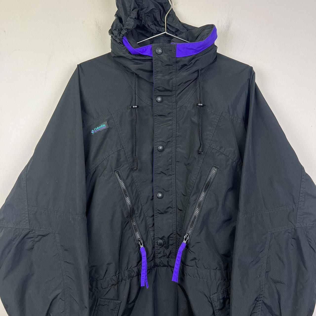 Columbia 90s Columbia Black Anorak Jacket with Purple Accents Vintage Size US L / EU 52-54 / 3 - 3 Thumbnail