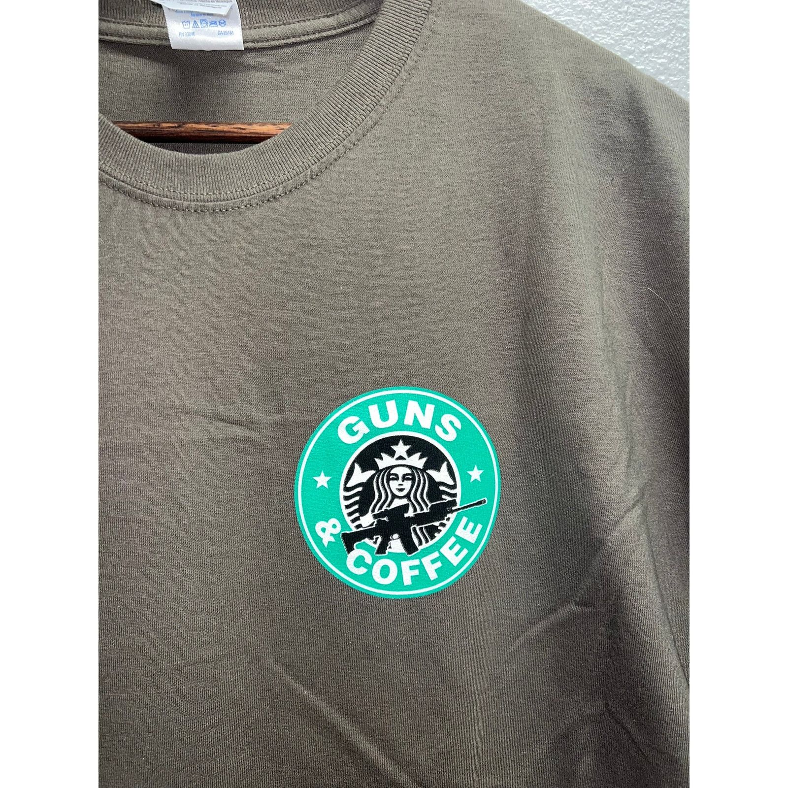 Gildan Guns And Coffee Shrit Graphic Gray Ultra Cotton Gun AR 15 XL Size US XL / EU 56 / 4 - 3 Thumbnail