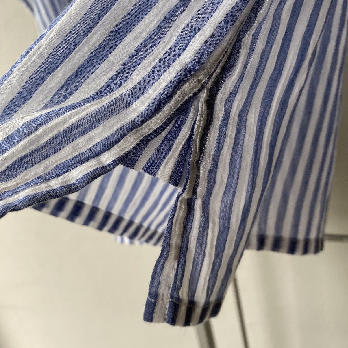 Issey Miyake Plantation Blue Stripe Cotton Top with Pocket Size M / US 6-8 / IT 42-44 - 9 Thumbnail