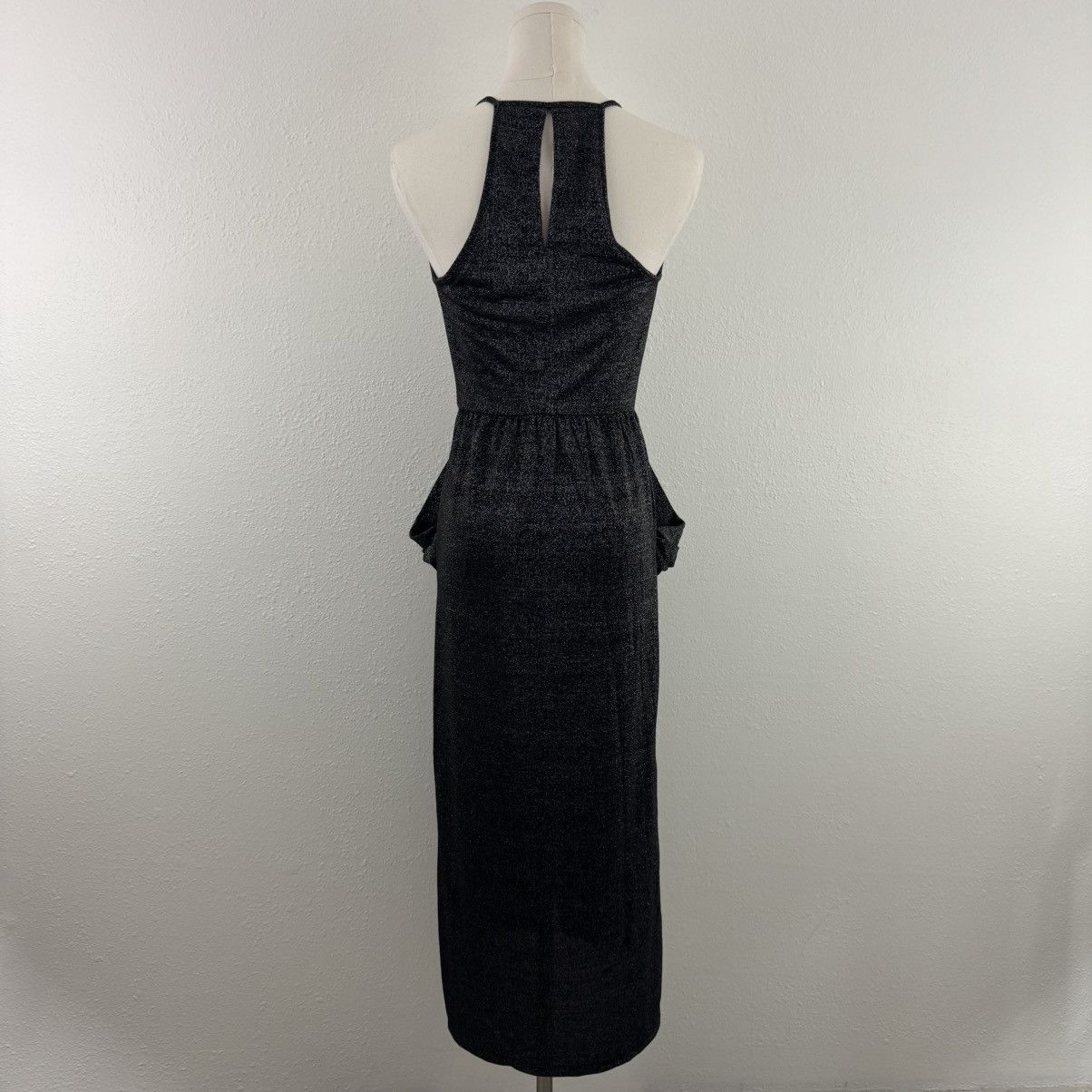 BCBGeneration BCBGENERATION Black Metallic Glitter Halter Midi Dress Size XS / US 0-2 / IT 36-38 - 6 Thumbnail