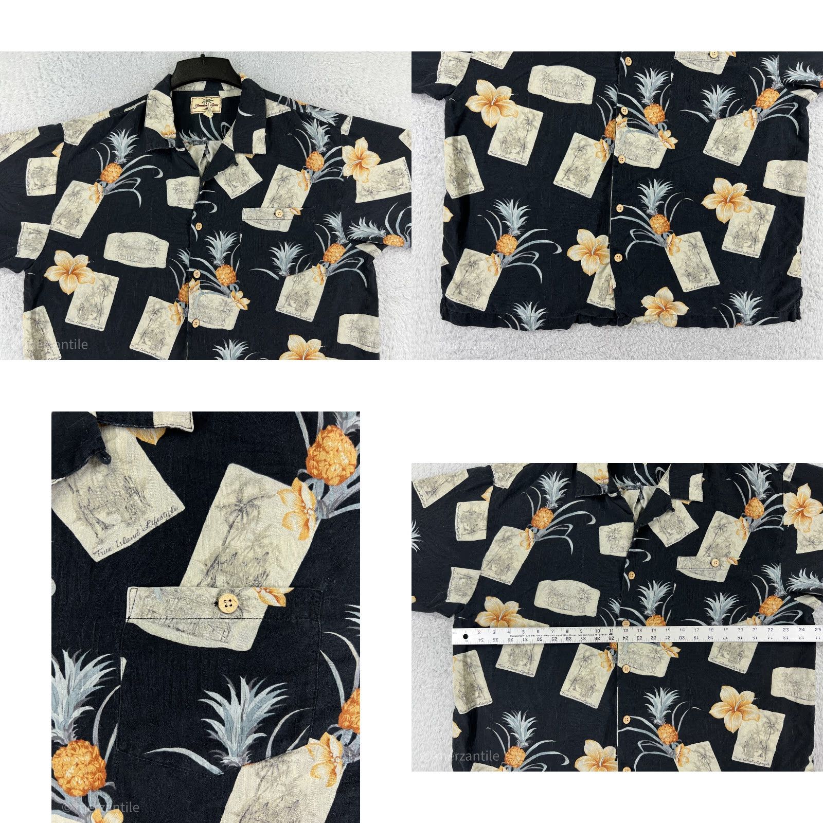 Vintage Jamaica Jaxx Shirt Mens XL Black Silk Hawaiian Island Palm Pineapple Size US XL / EU 56 / 4 - 8 Thumbnail
