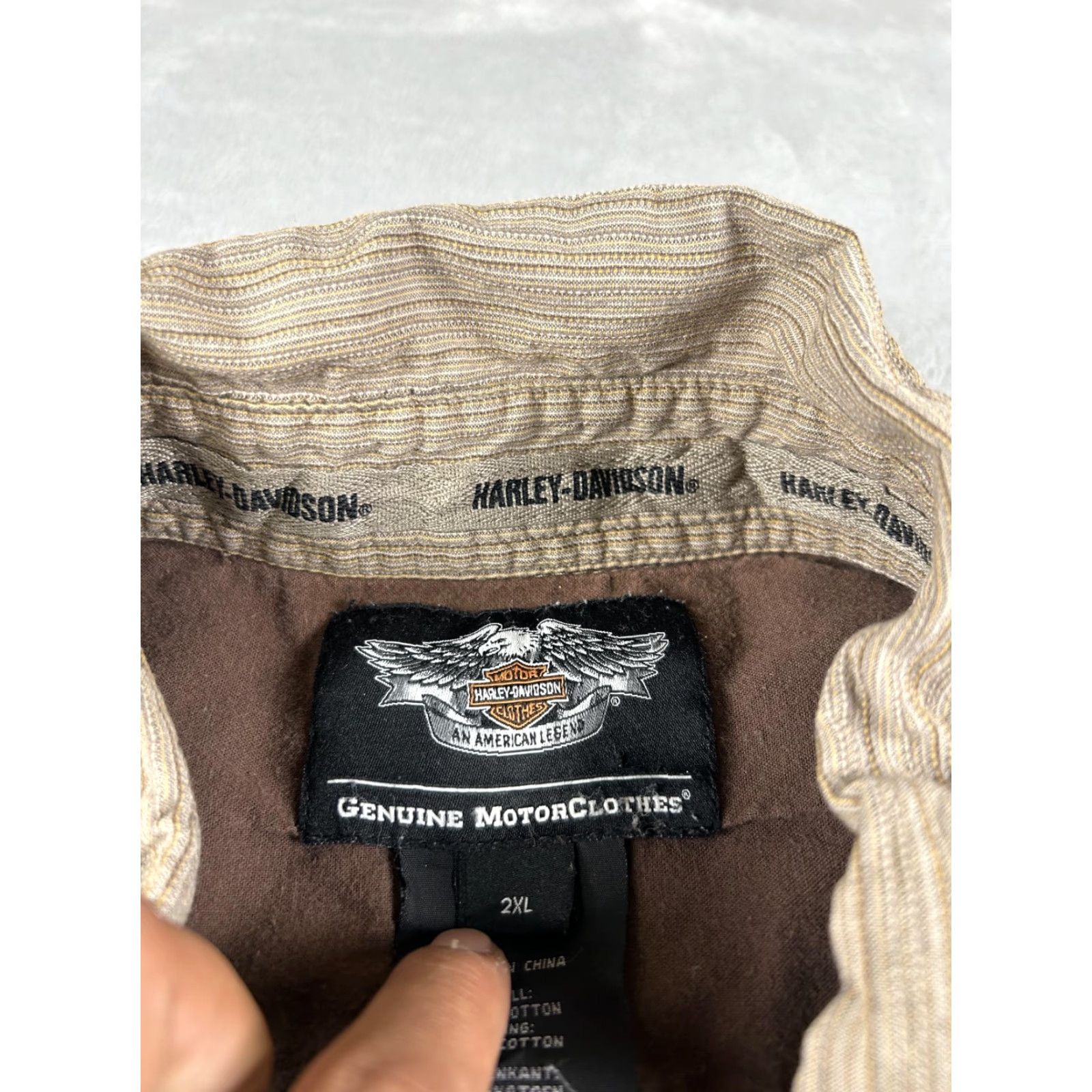 Harley Davidson Harley Davidson Shirt Mens 2XL Brown Striped Lined Button Up Genuine Motorcycles Size US XXL / EU 58 / 5 - 3 Thumbnail