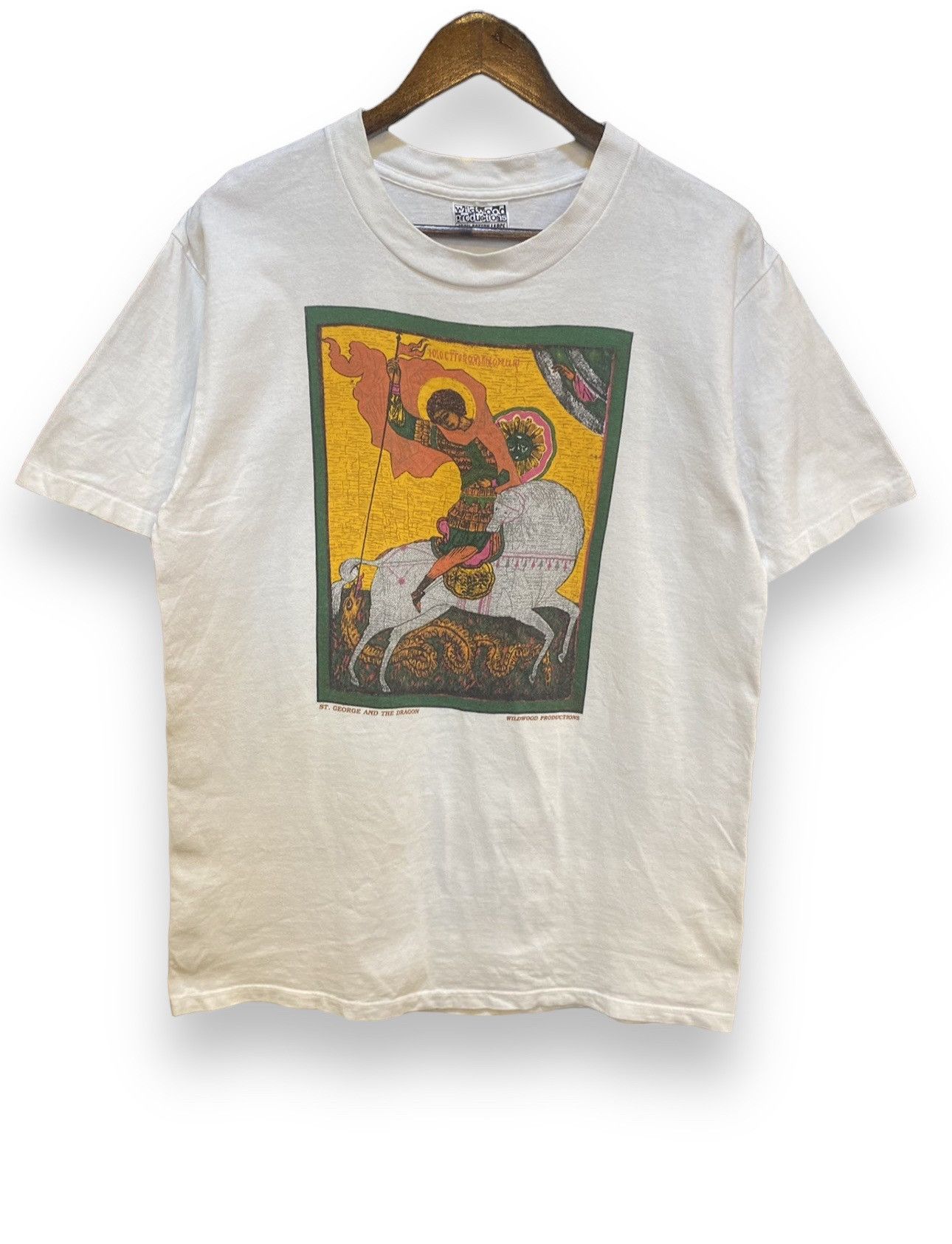 image of Art Tee St. George And The Dragon in White, Men's (Size Large)