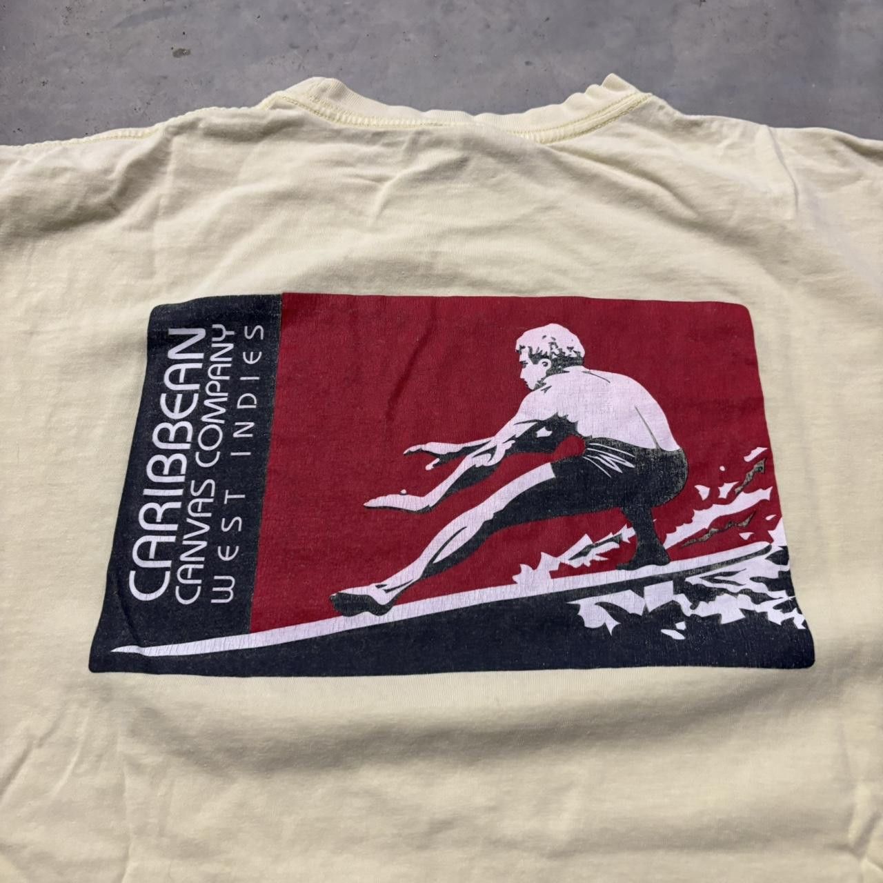 Japanese Brand × Vintage Crazy Vintage 90s Yellow Surf Graphic Tee! Size US XL / EU 56 / 4 - 4 Thumbnail