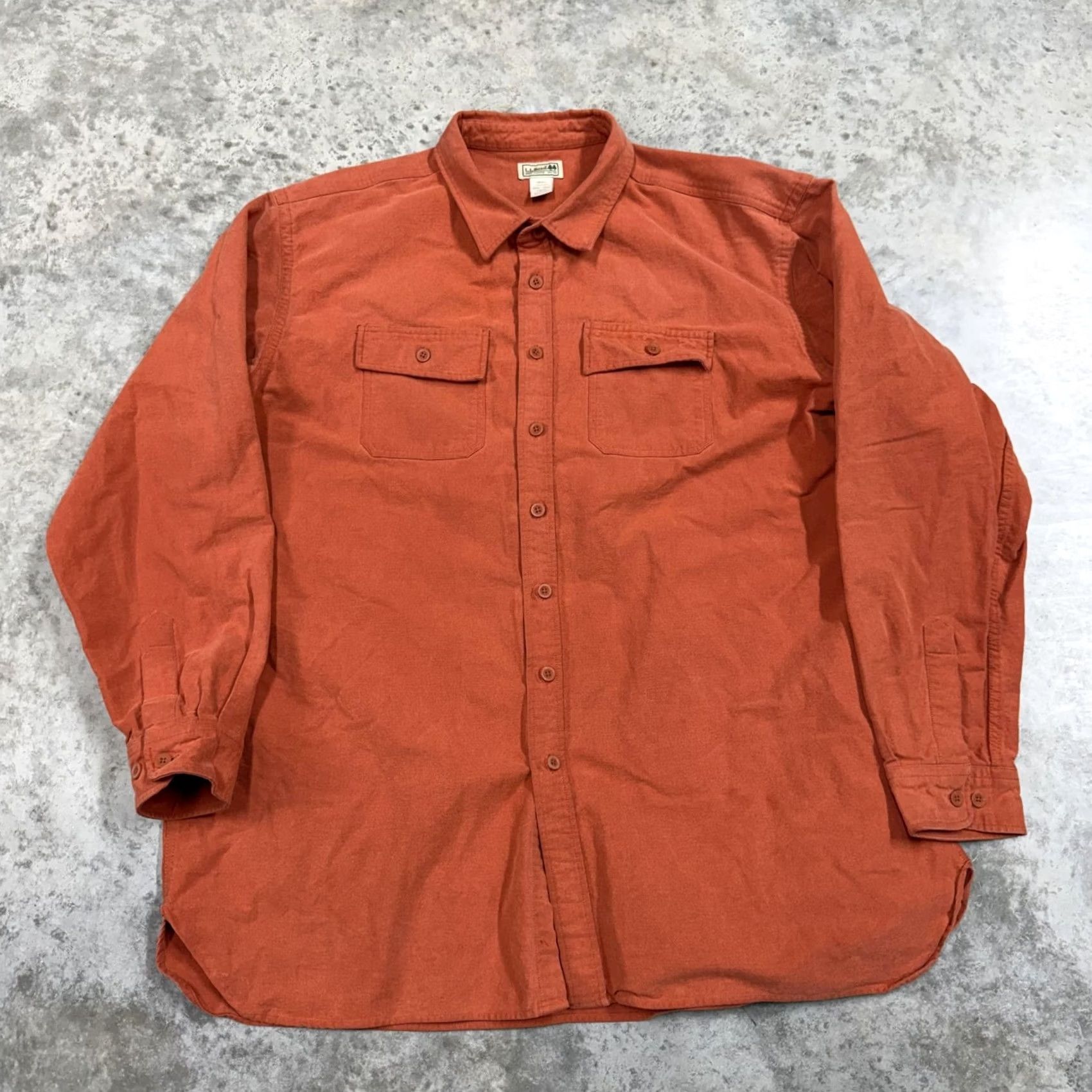 Vintage L.L. Bean Shirt Mens 3XLT Orange Chamois Flannel Button Pocket Size US XXL / EU 58 / 5 - 2 Thumbnail