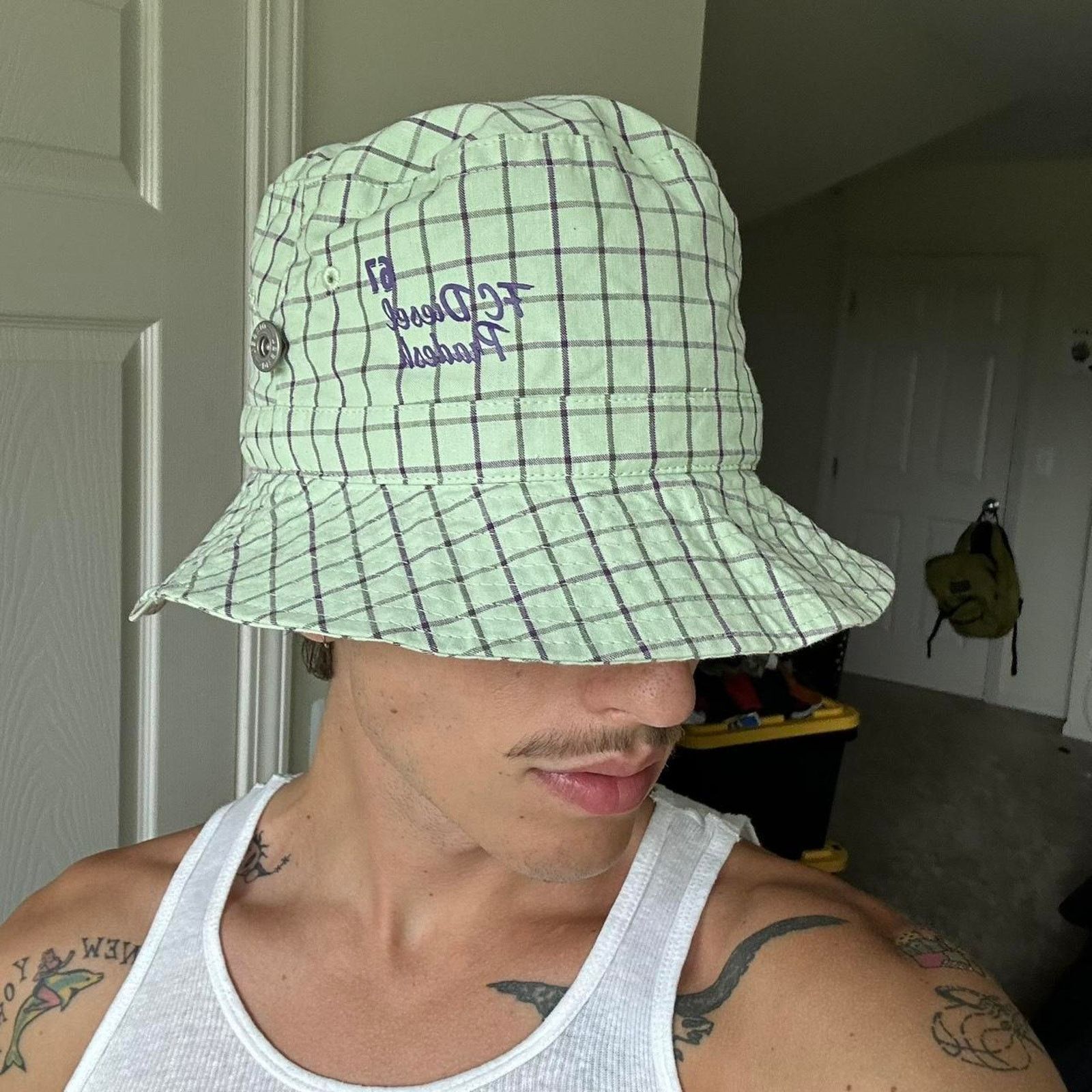 Diesel Rare Y2K FC Diesel Sporty Plaid Green Purple Bucket Hat Cap Size ONE SIZE - 6 Thumbnail