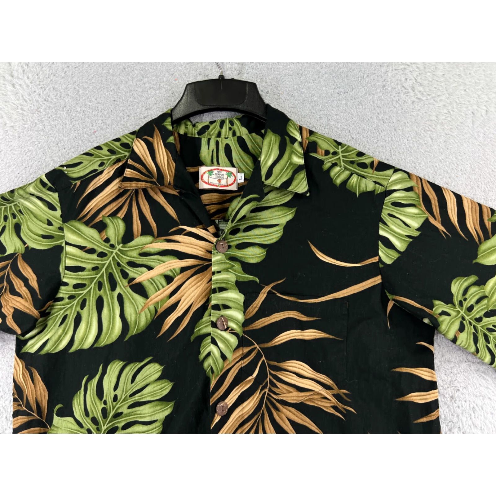 Vintage VINTAGE West Newport Threads Shirt Men Large Black Palm Floral Button Up Hawaiian Size US L / EU 52-54 / 3 - 4 Thumbnail