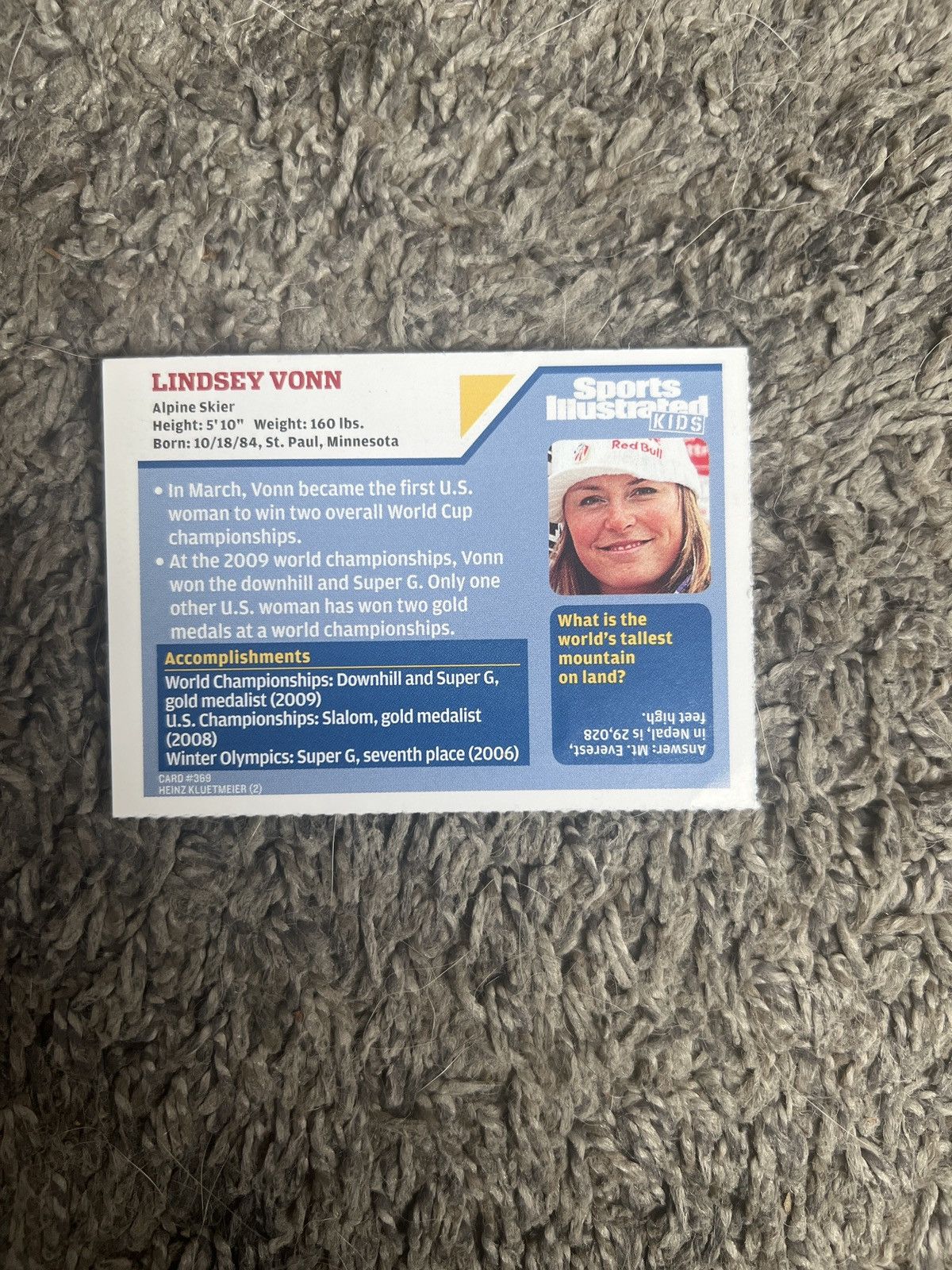 USA Olympics 2009 Sports Illustrated Kids #369 Lindsey Vonn Card Size ONE SIZE - 2 Thumbnail