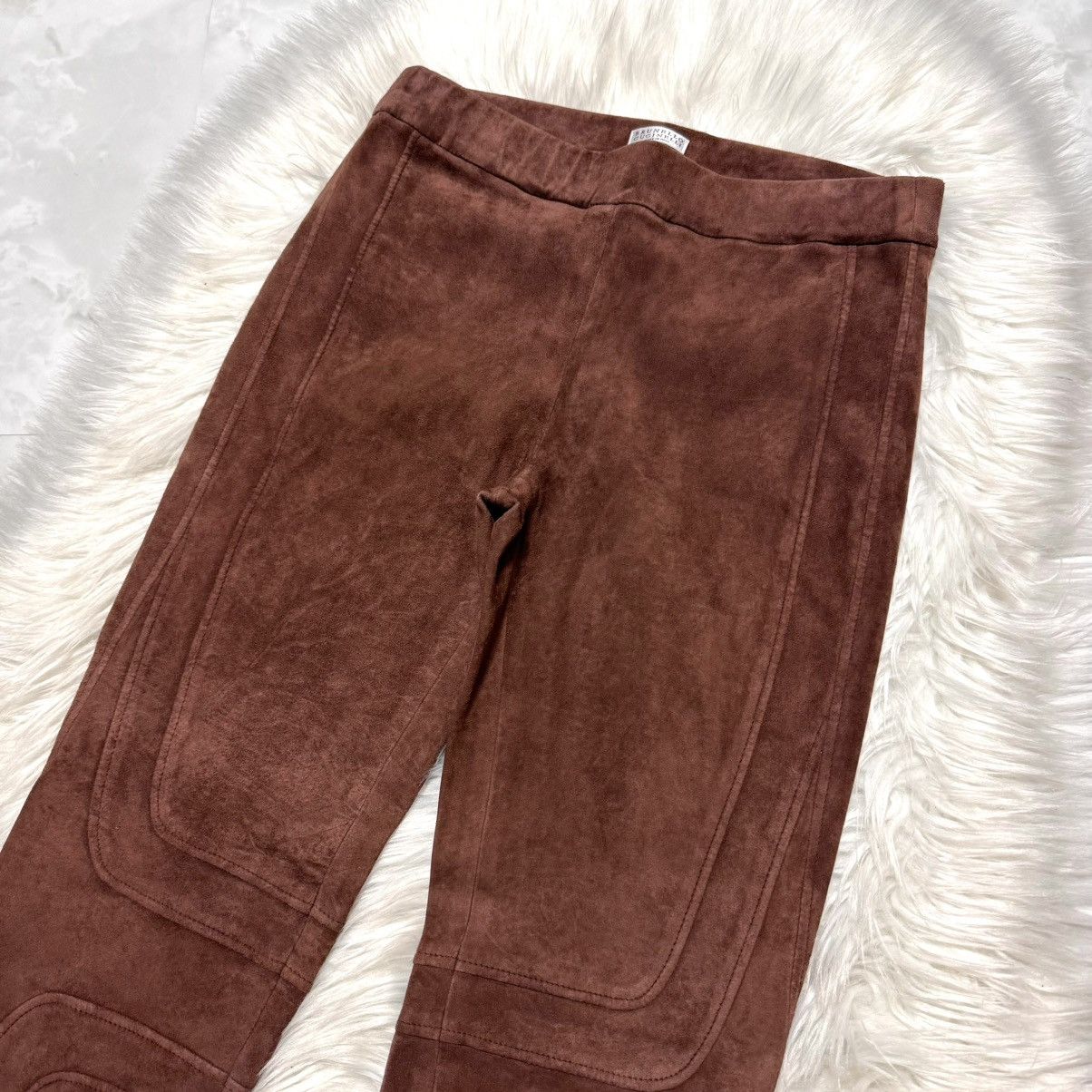 Brunello Cucinelli Brunello Cucinelli Framed Suede Leather Pants Brown Size 27" / US 4 / IT 40 - 5 Thumbnail