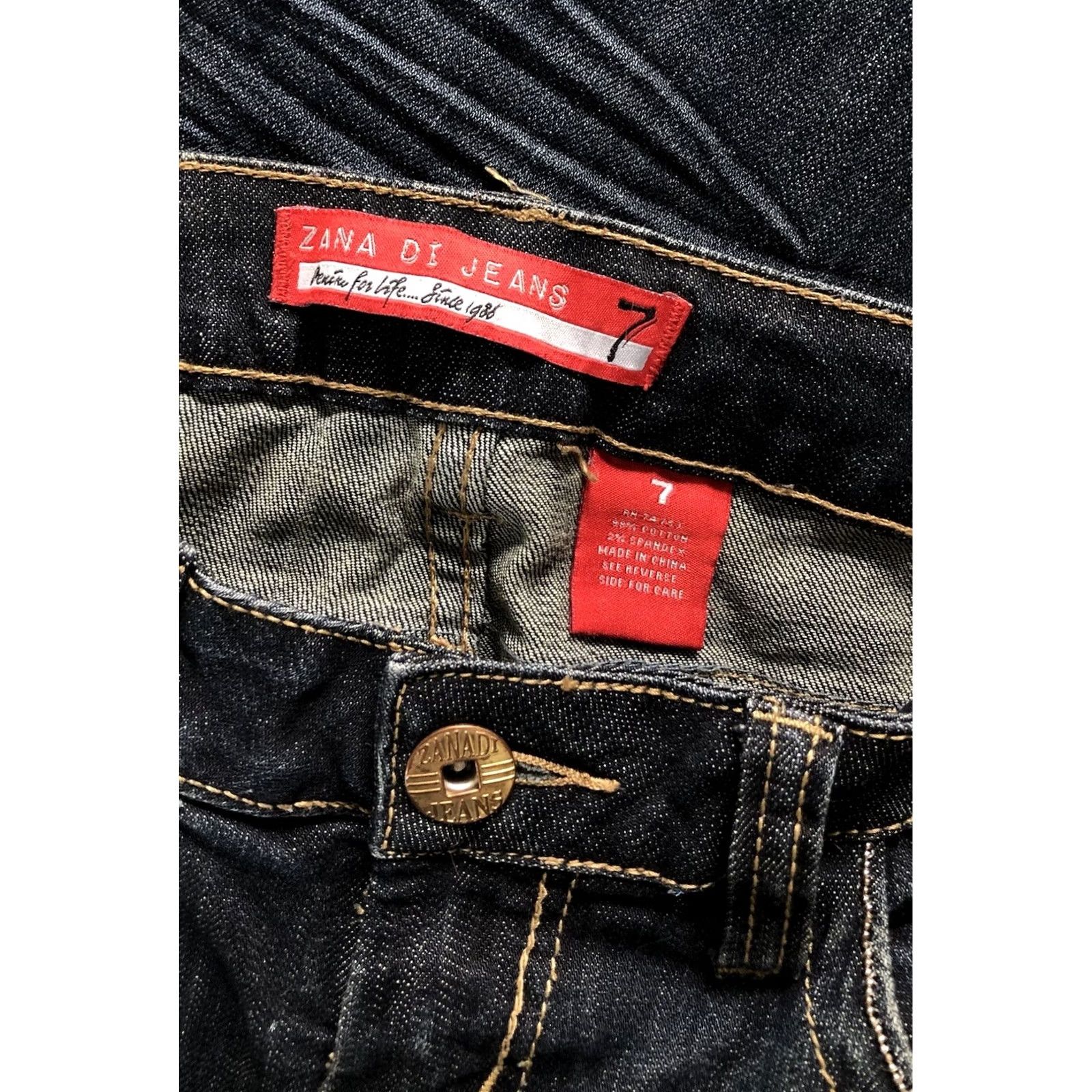 Denime VINTAGE Zana Di Blue Jeans 7 Jrs Dark Denim 28”W 31”In Beaded Flare Low Rise Y2K 90s Jeans Womens Juniors 7 Size 28" / US 6 / IT 42 - 3 Thumbnail