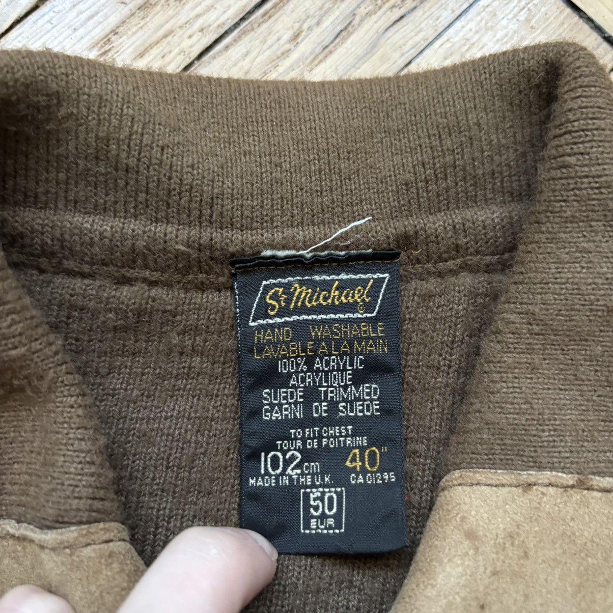 Vintage Vintage Suede Saint Michael Cable Knit Zip-Up Sweater Size US S / EU 44-46 / 1 - 6 Thumbnail