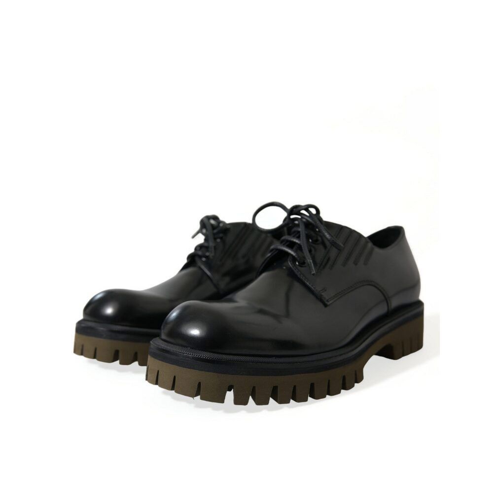 Dolce & Gabbana Dolce & Gabbana Elegant Black Leather Derby Dress Shoes Size US 6 / EU 39 - 3 Thumbnail