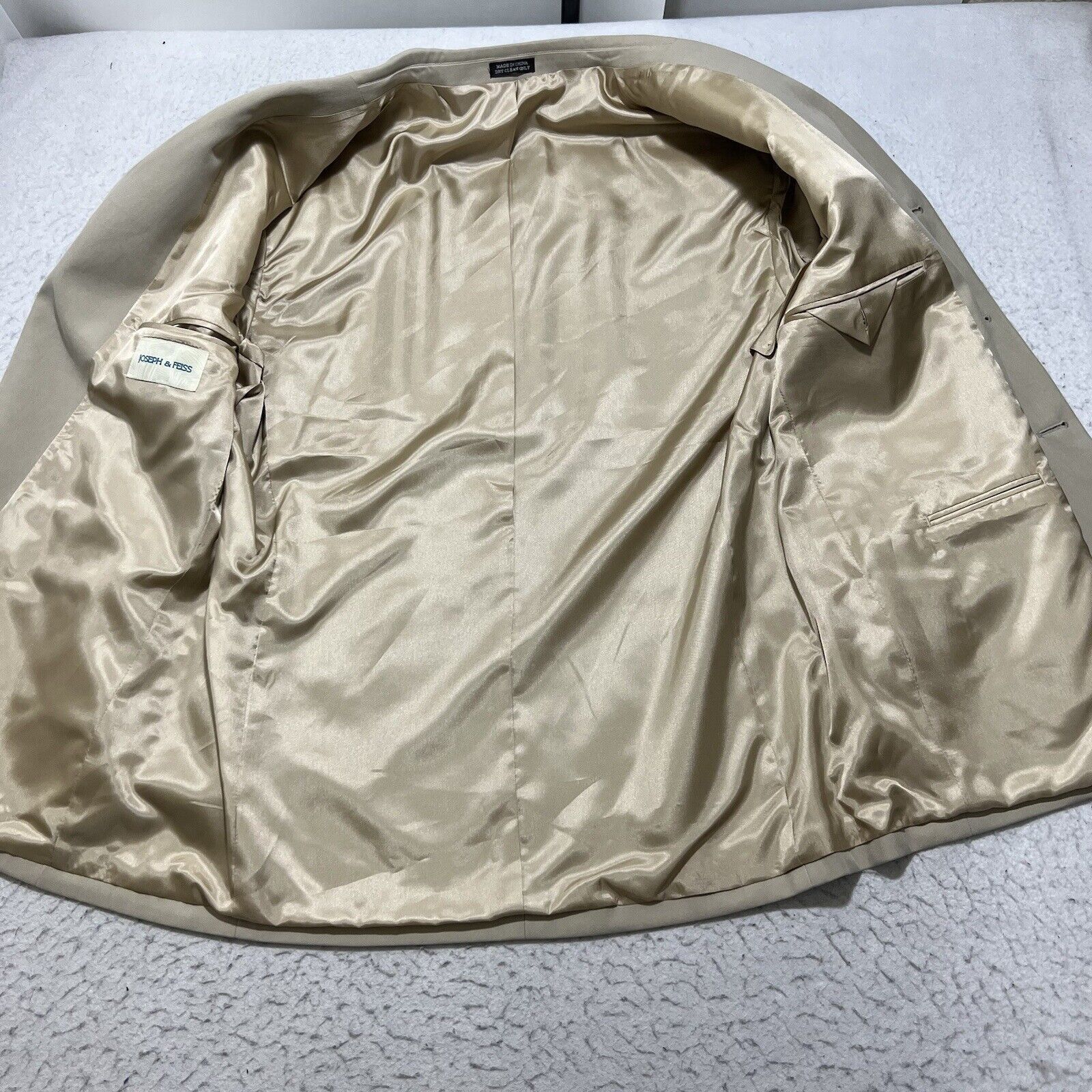Joseph & Feiss Joseph & Feiss 42S Silk Beige Herringbone Suit Jacket Size 42S - 6 Thumbnail