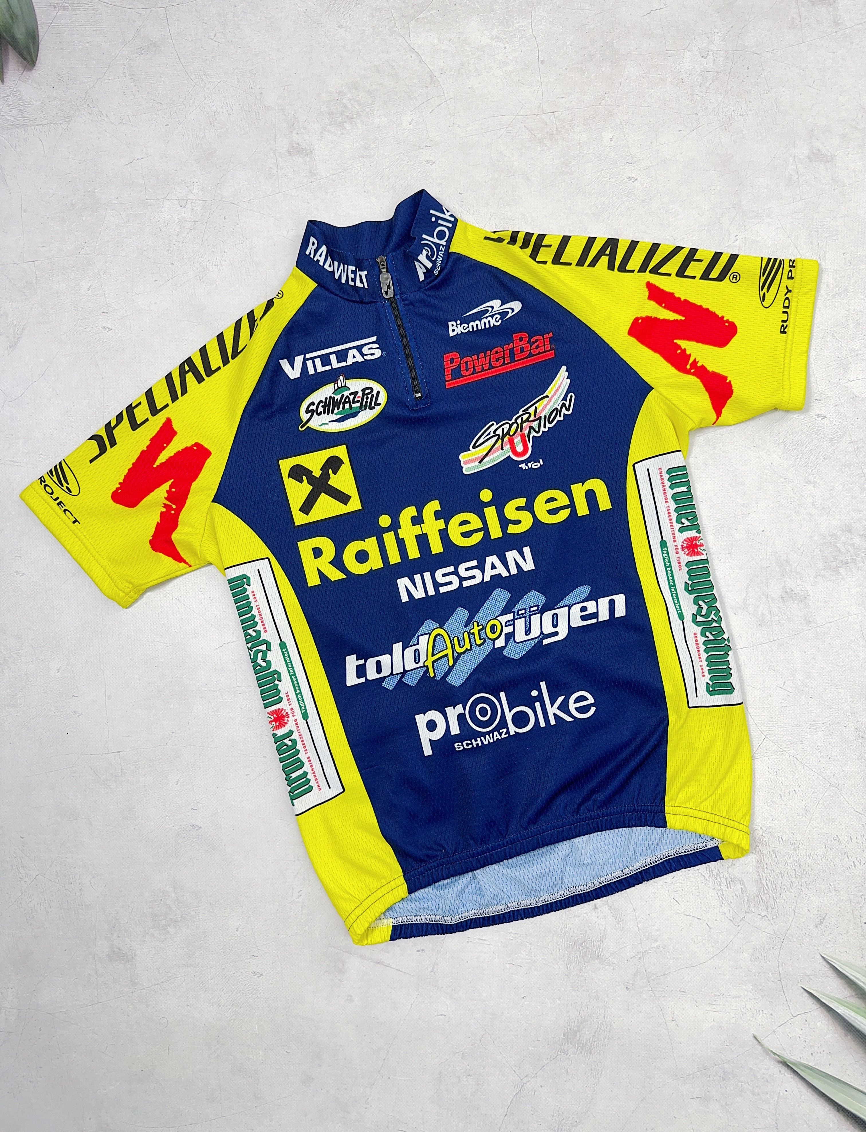 Vintage Vintage Biemme Cycling Jersey Raiffeisen Nissan Size US M / EU 48-50 / 2 - 5 Thumbnail