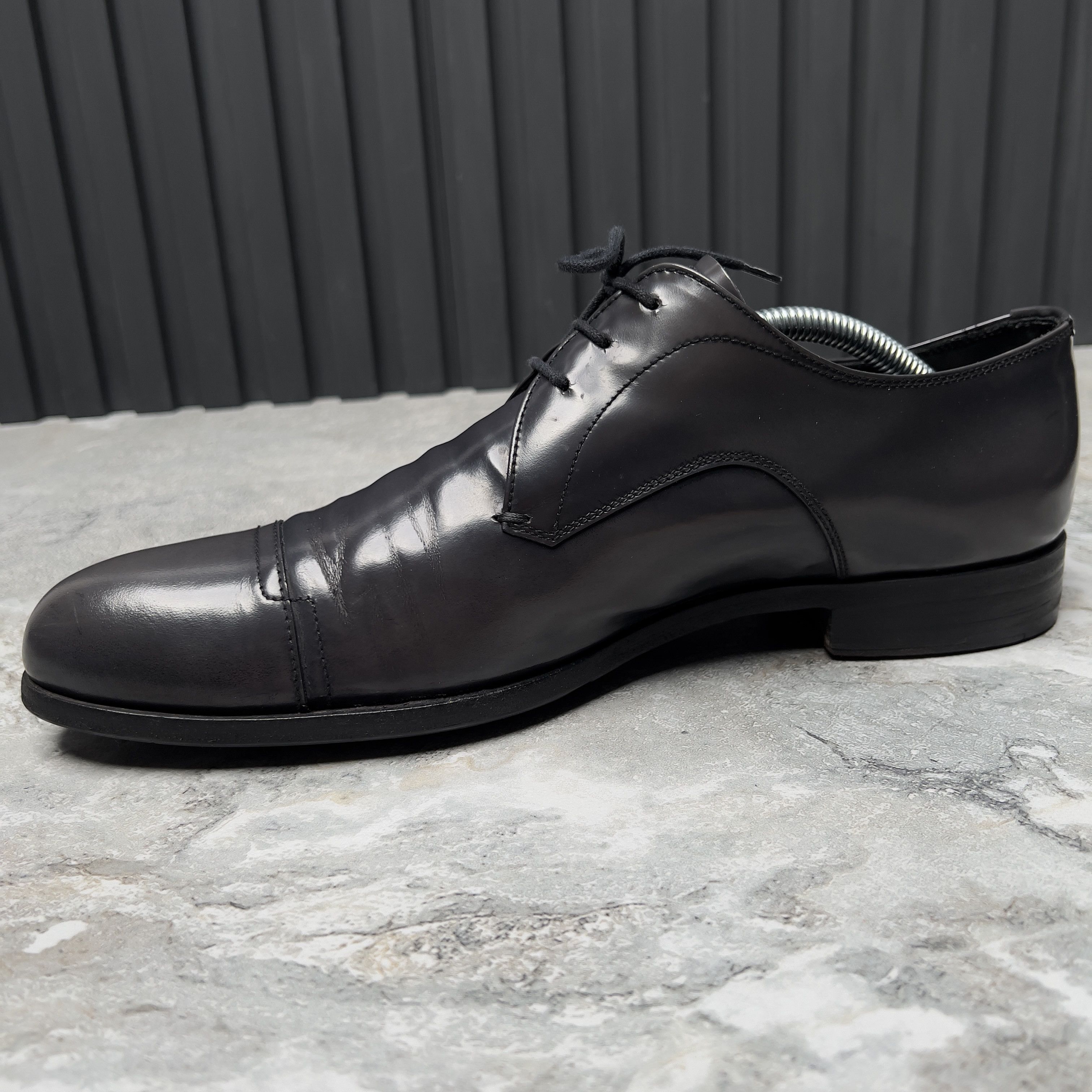 Prada PRADA Dress Derby Lase Up Graphite Patent Leather Size US 8 / EU 41 - 6 Thumbnail