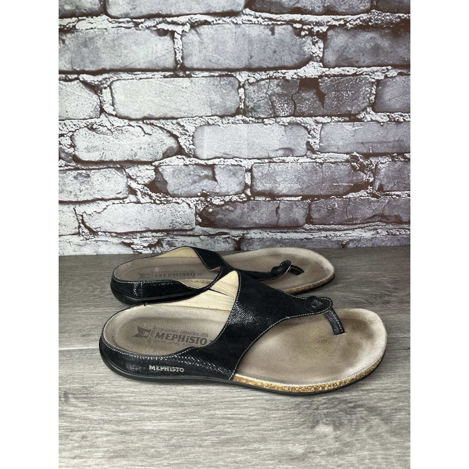 Mephisto Mephisto Agacio Black Leather Thong Slip On Sandals Women’s Size US 10.5 / IT 40.5 - 10 Thumbnail