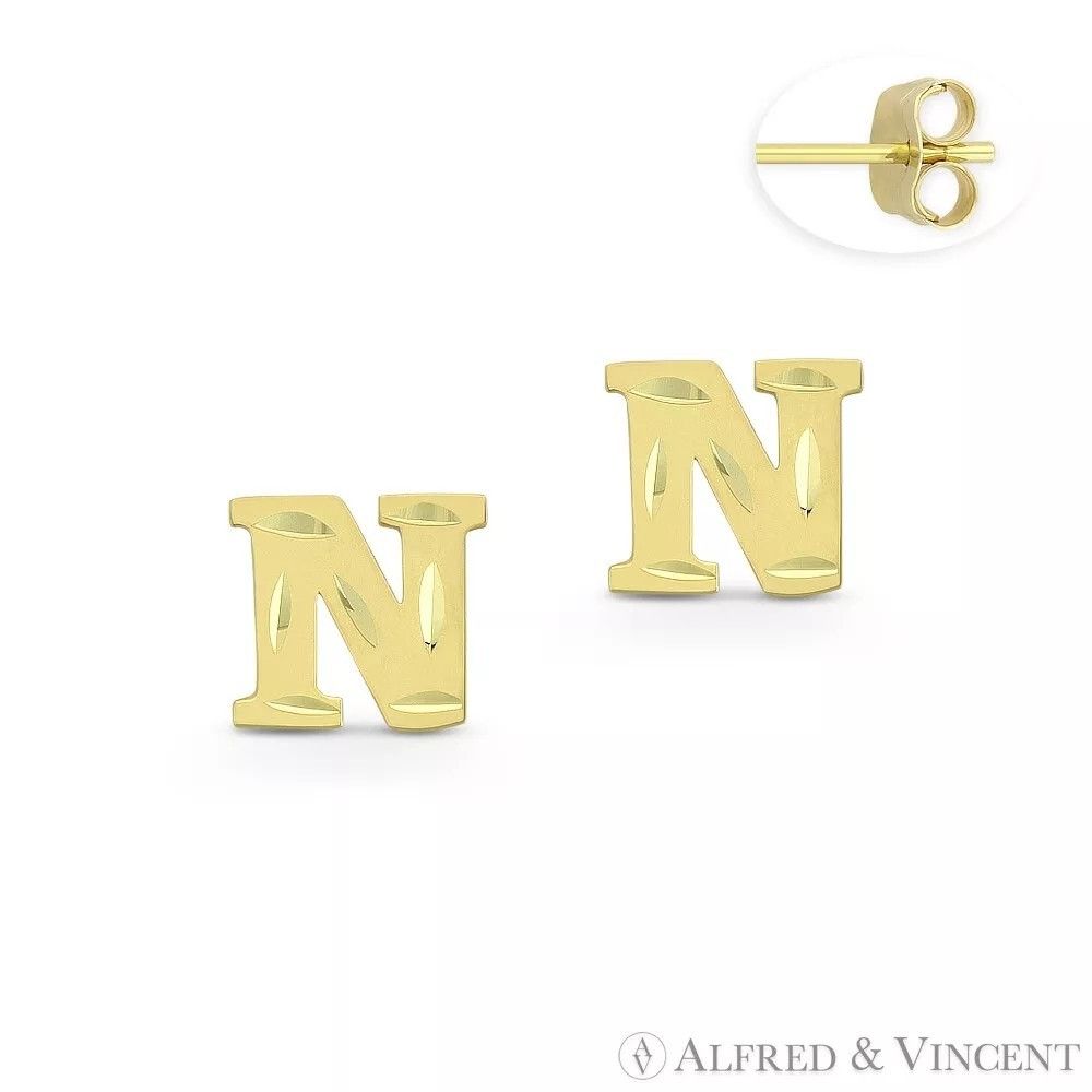 Other Initial Letter "N" Stud Earrings with Push-Back Posts Size ONE SIZE - 1 Preview
