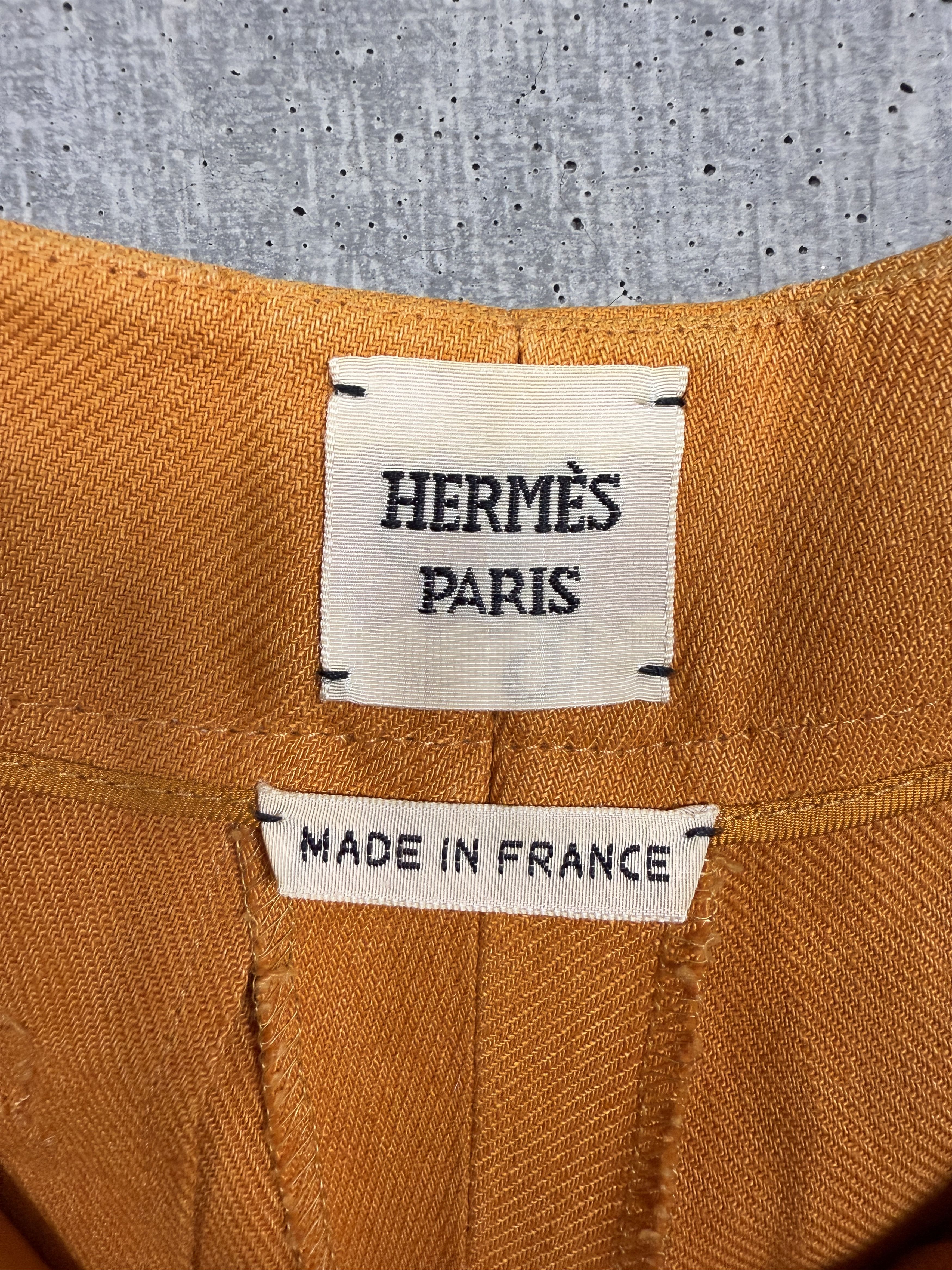 Hermes Hermes by Margiela Orange Linen Wide Leg Pants Size 25" / US 0 / IT 36 - 4 Thumbnail